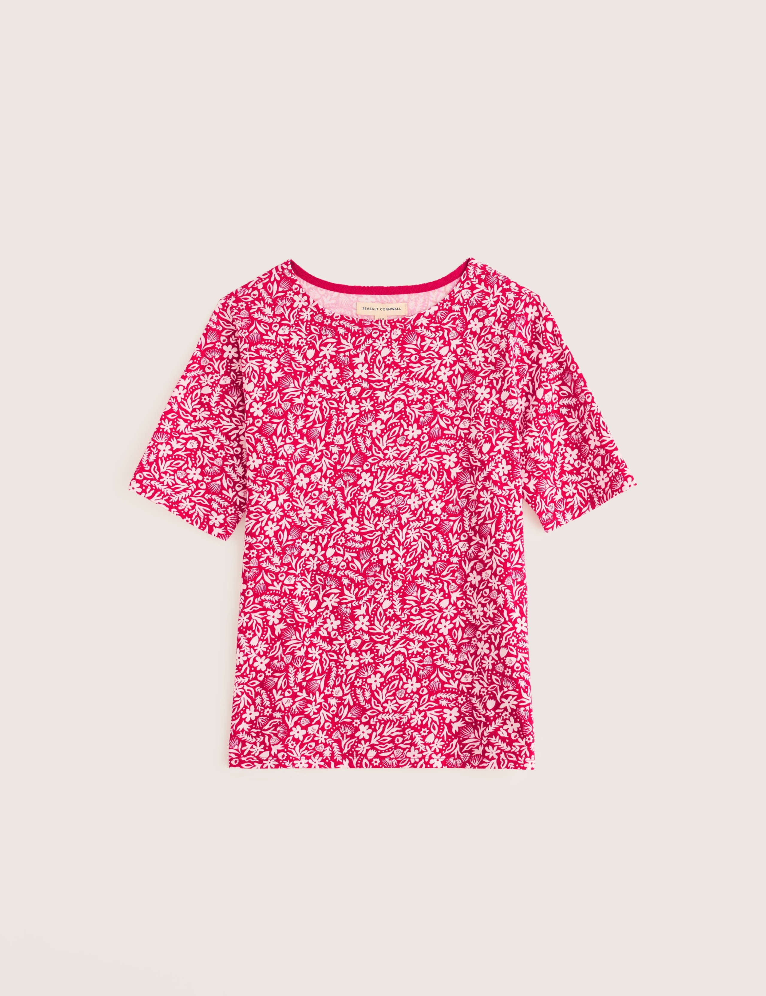 Pure Cotton Floral Slash Neck T-Shirt 2 of 5