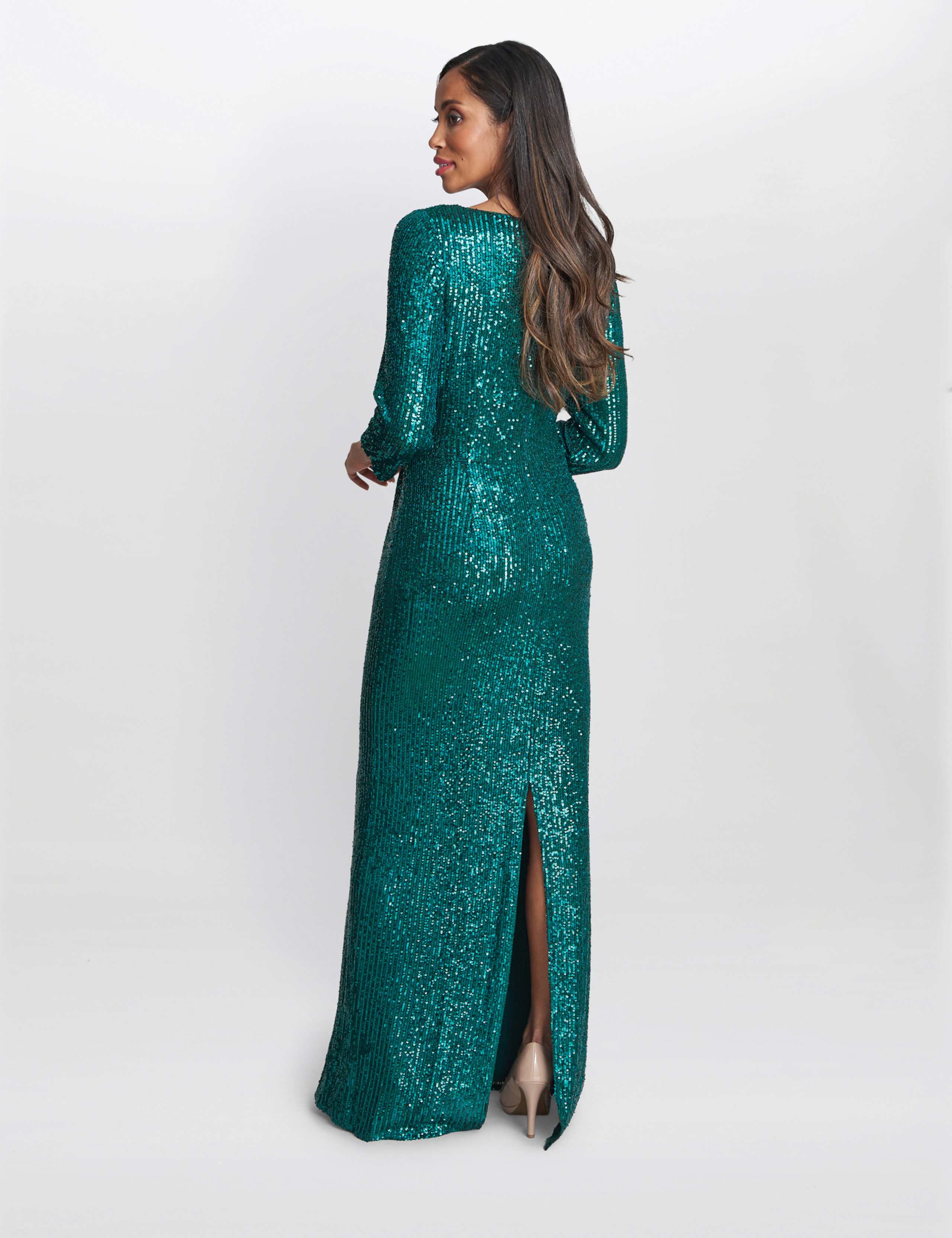 Sequin V-Neck Maxi Wrap Dress 3 of 5