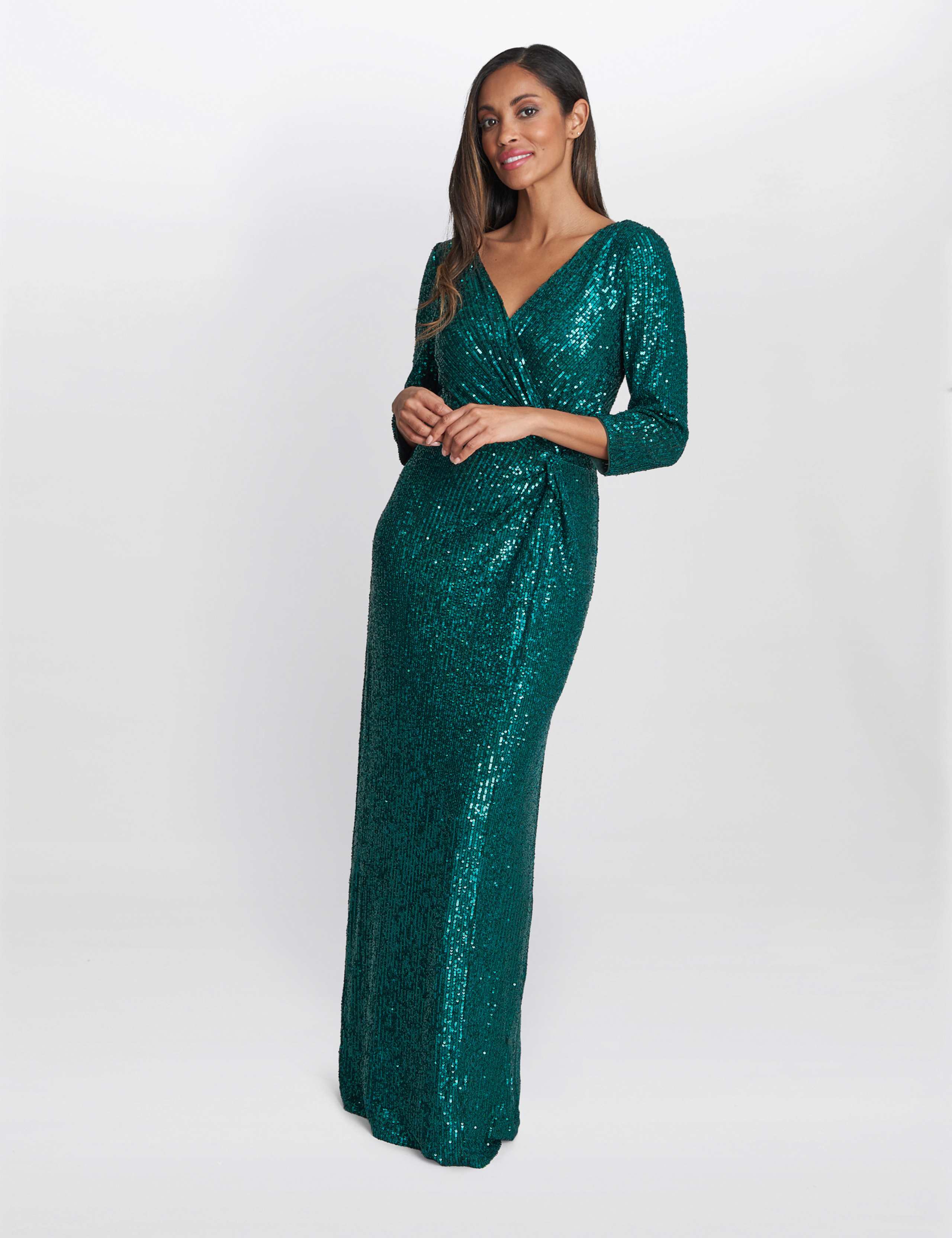 Sequin V-Neck Maxi Wrap Dress 4 of 5