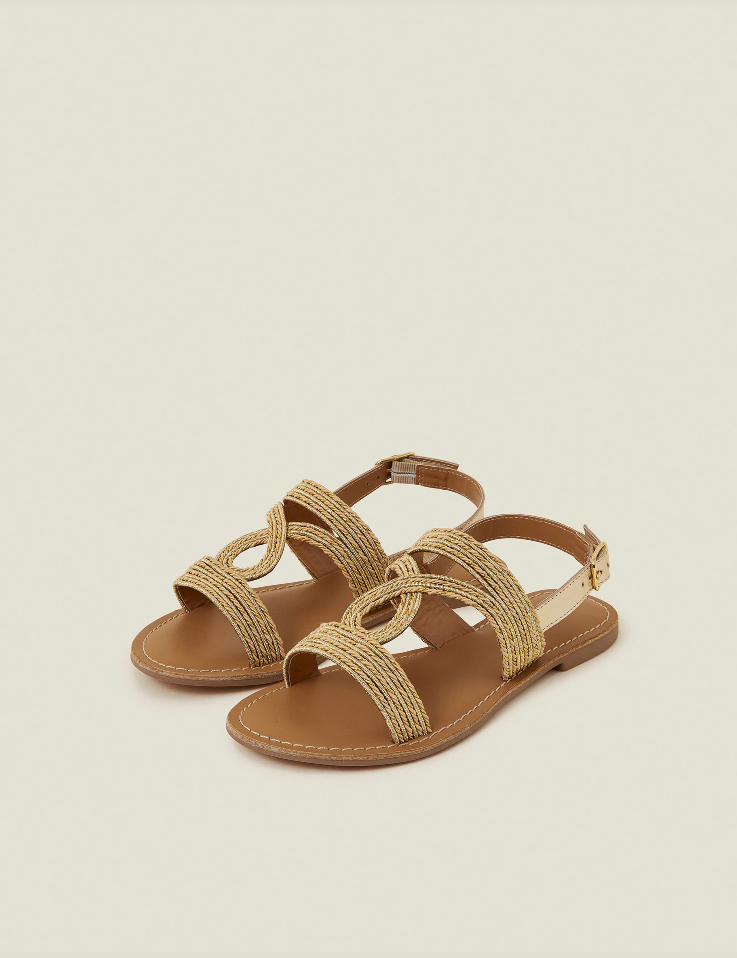 Raffia Ankle Strap Flat Sandals 3 of 4