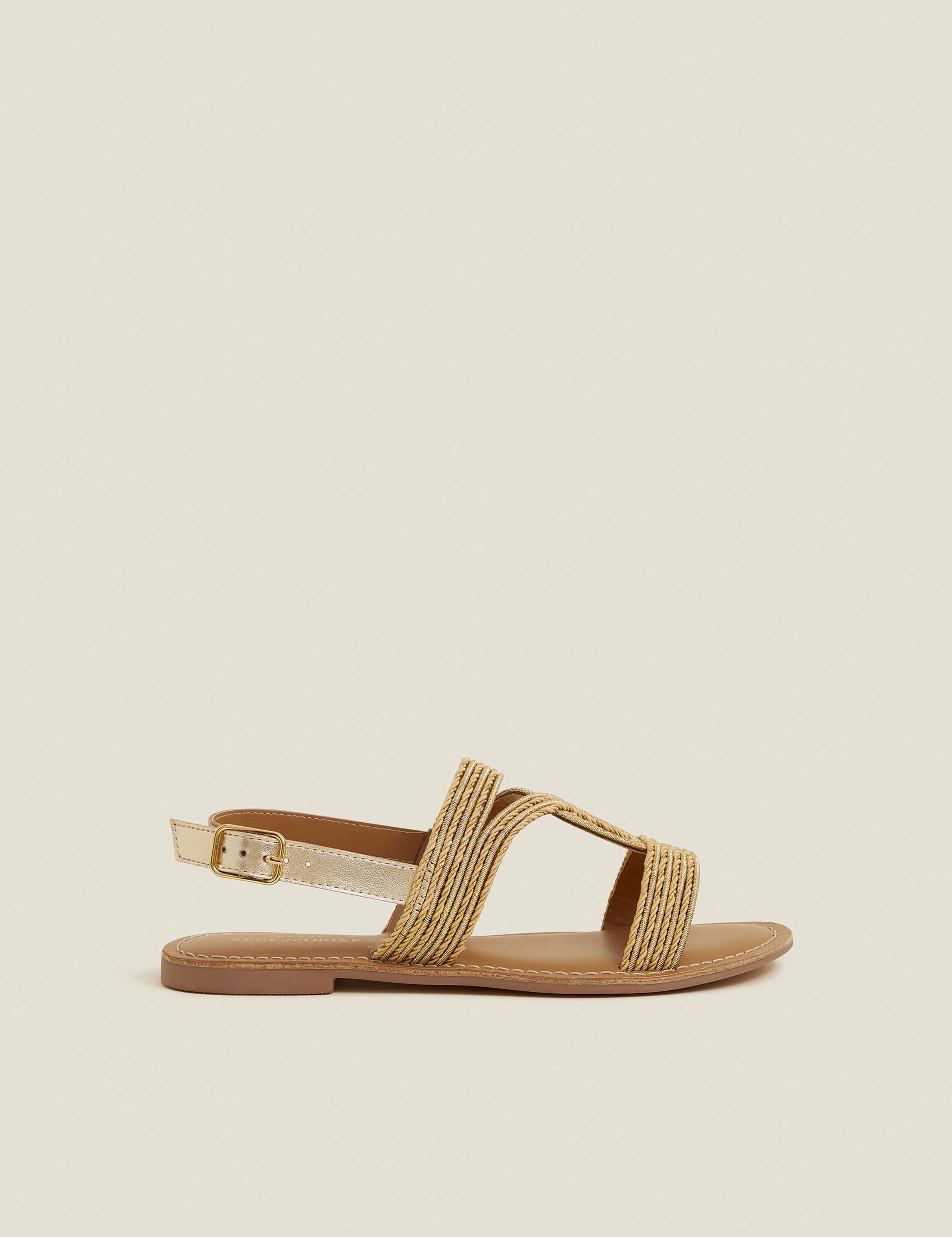 Raffia Ankle Strap Flat Sandals 2 of 4