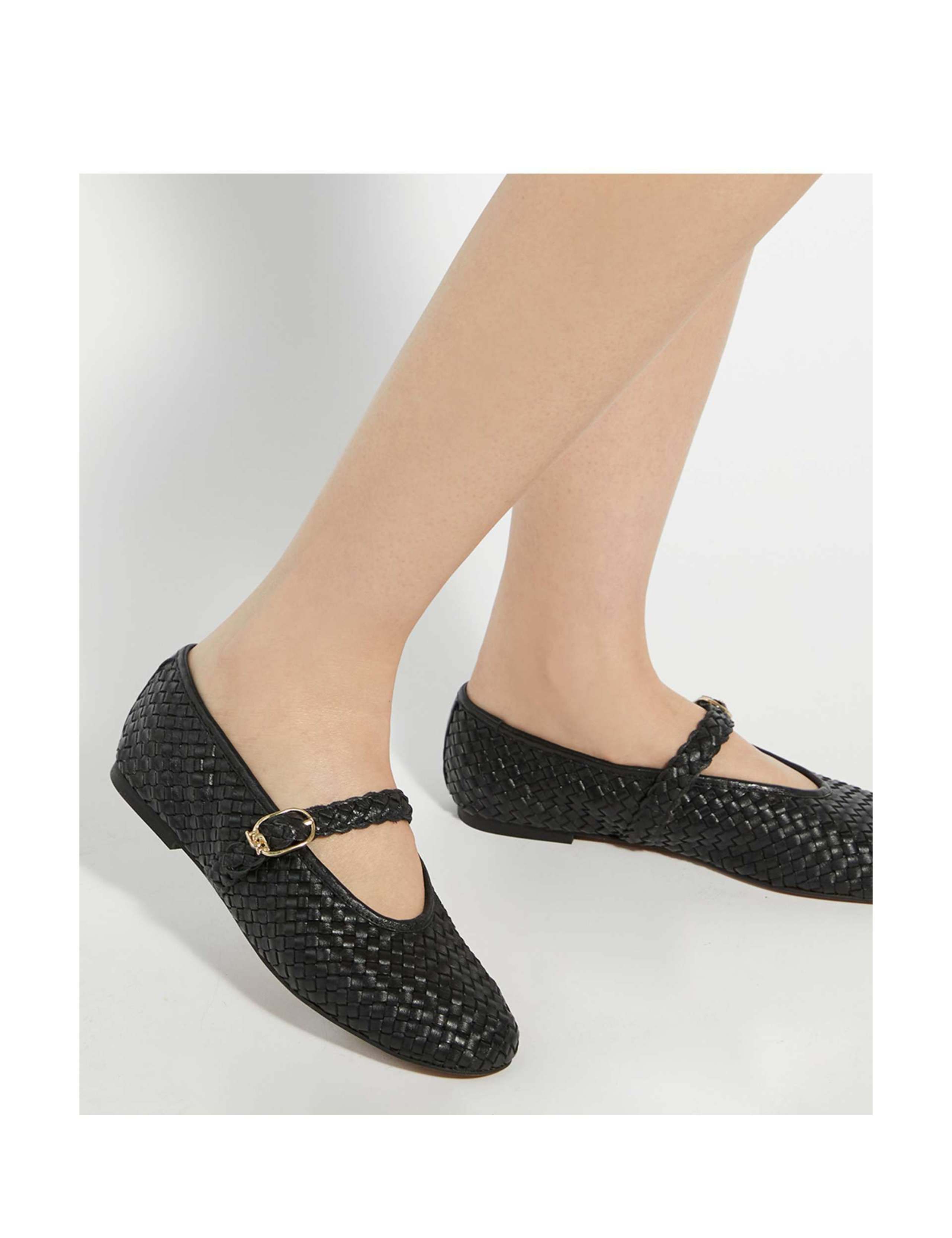 Leather Woven Buckle Mary Jane Ballet Pump 2 of 6