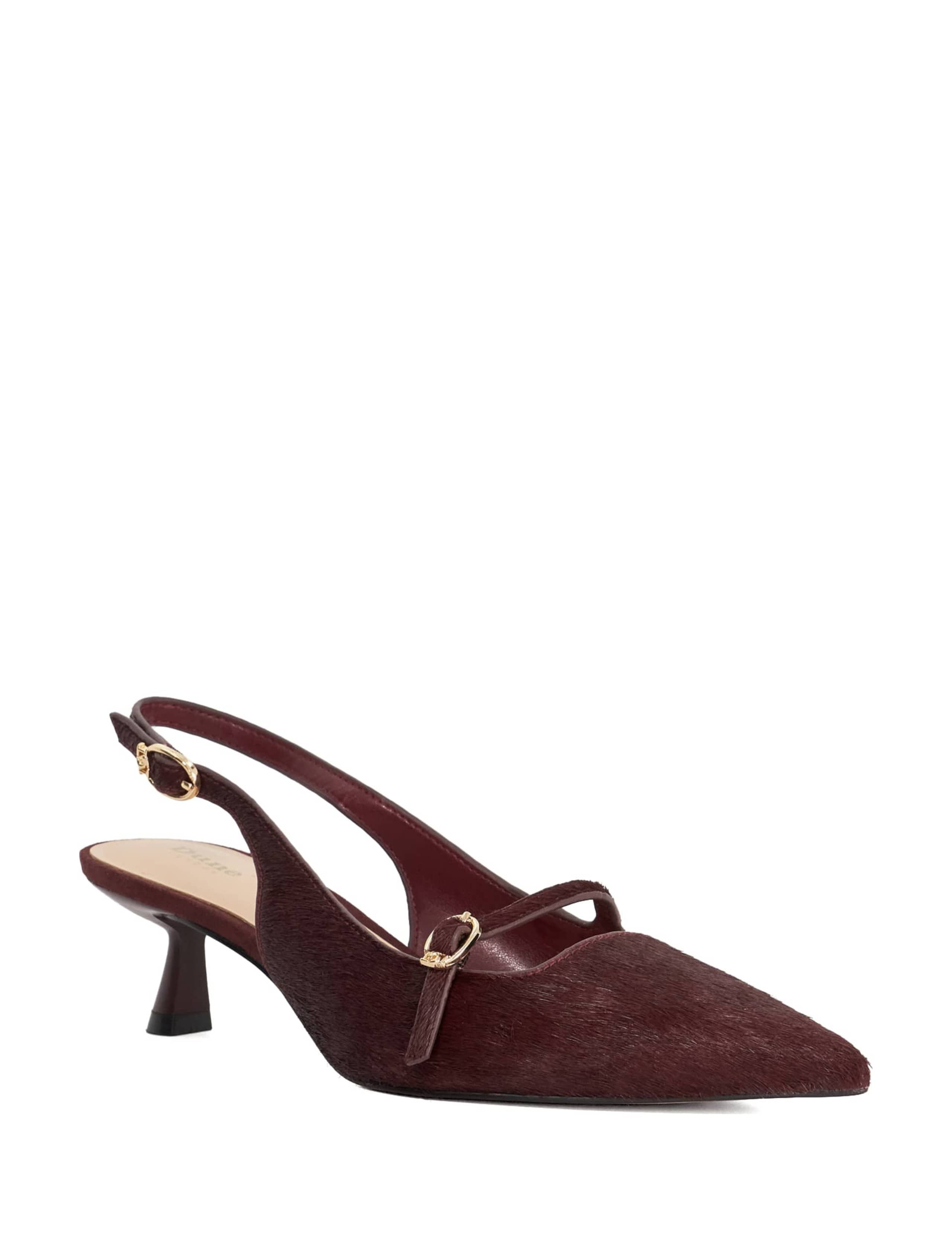 Hair On Leather Kitten Heel Slingback Shoes 3 of 6