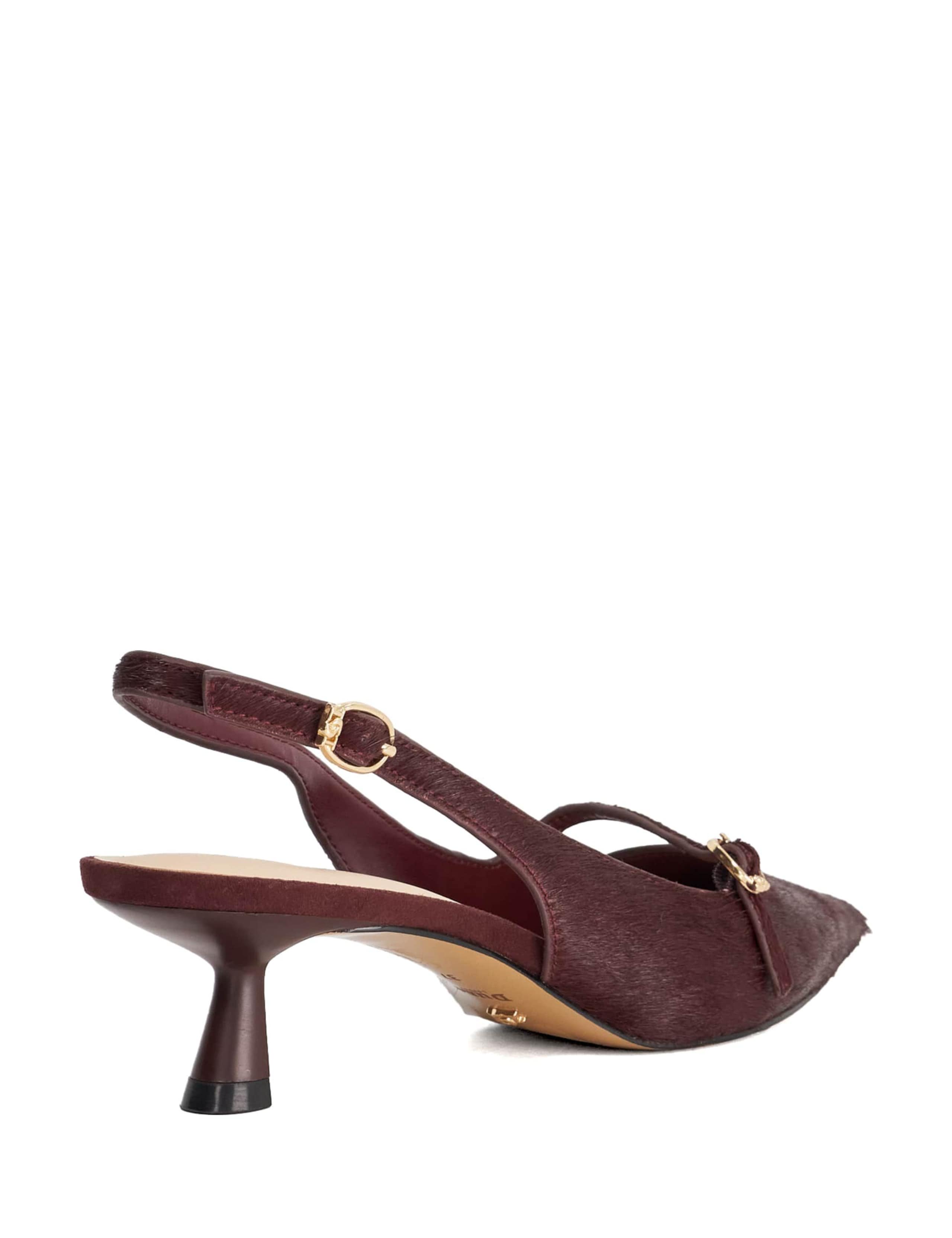 Hair On Leather Kitten Heel Slingback Shoes 5 of 6