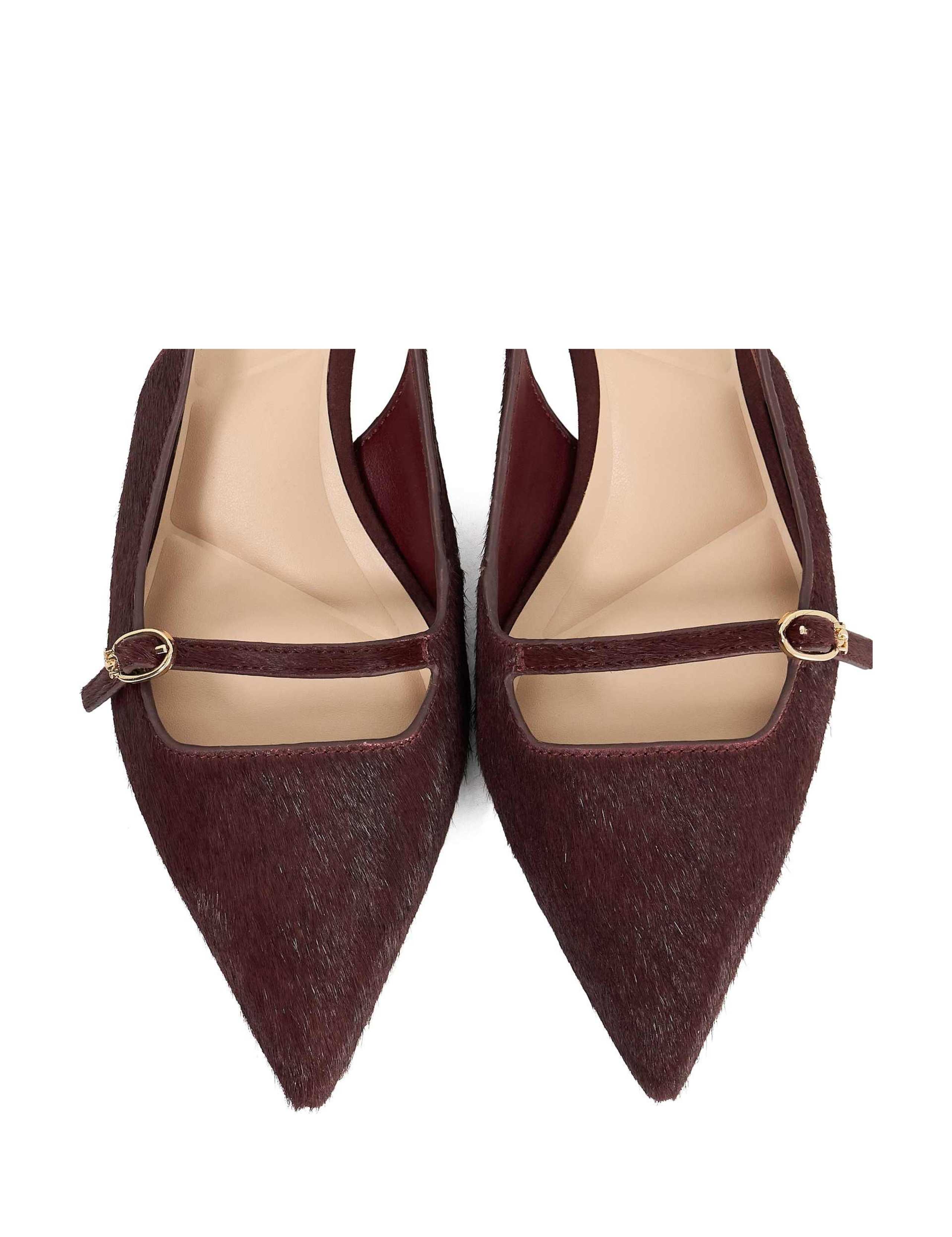 Hair On Leather Kitten Heel Slingback Shoes 6 of 6