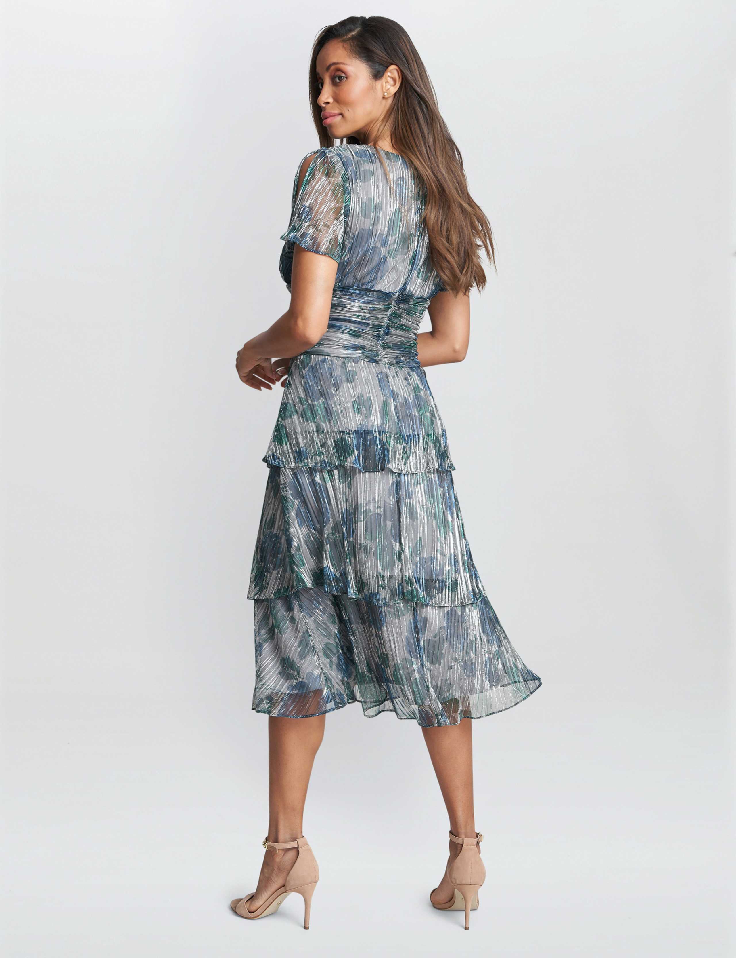 Floral V-Neck Midi Tiered Dress 2 of 4