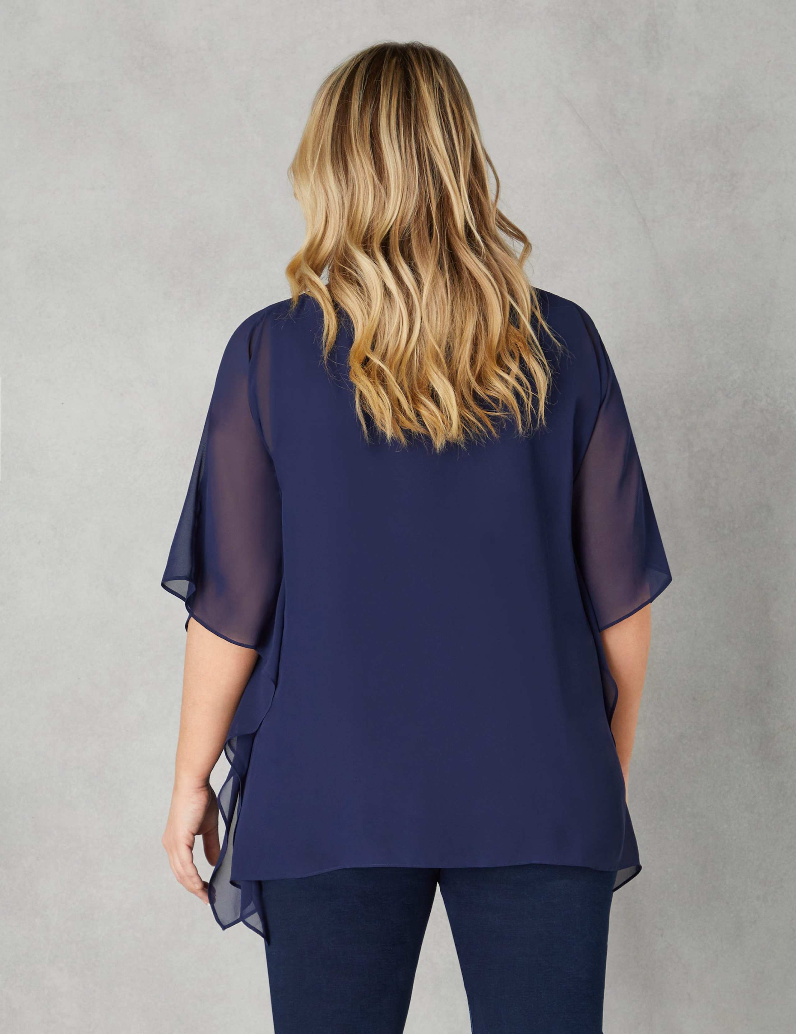 Round Neck Relaxed Hanky Hem Overlay Top 3 of 3