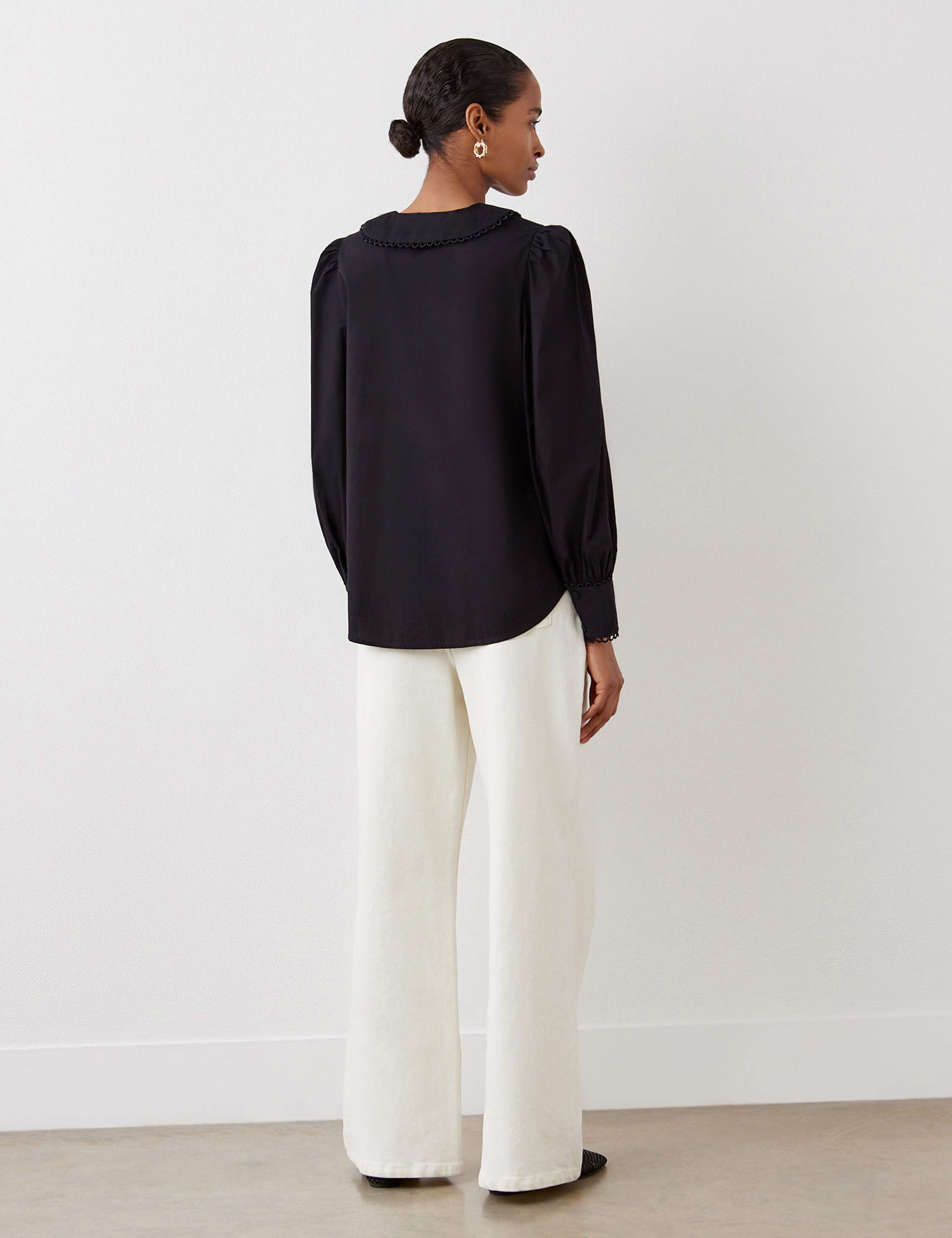 Pure Cotton Collared Lace Detail Shirt 2 of 4