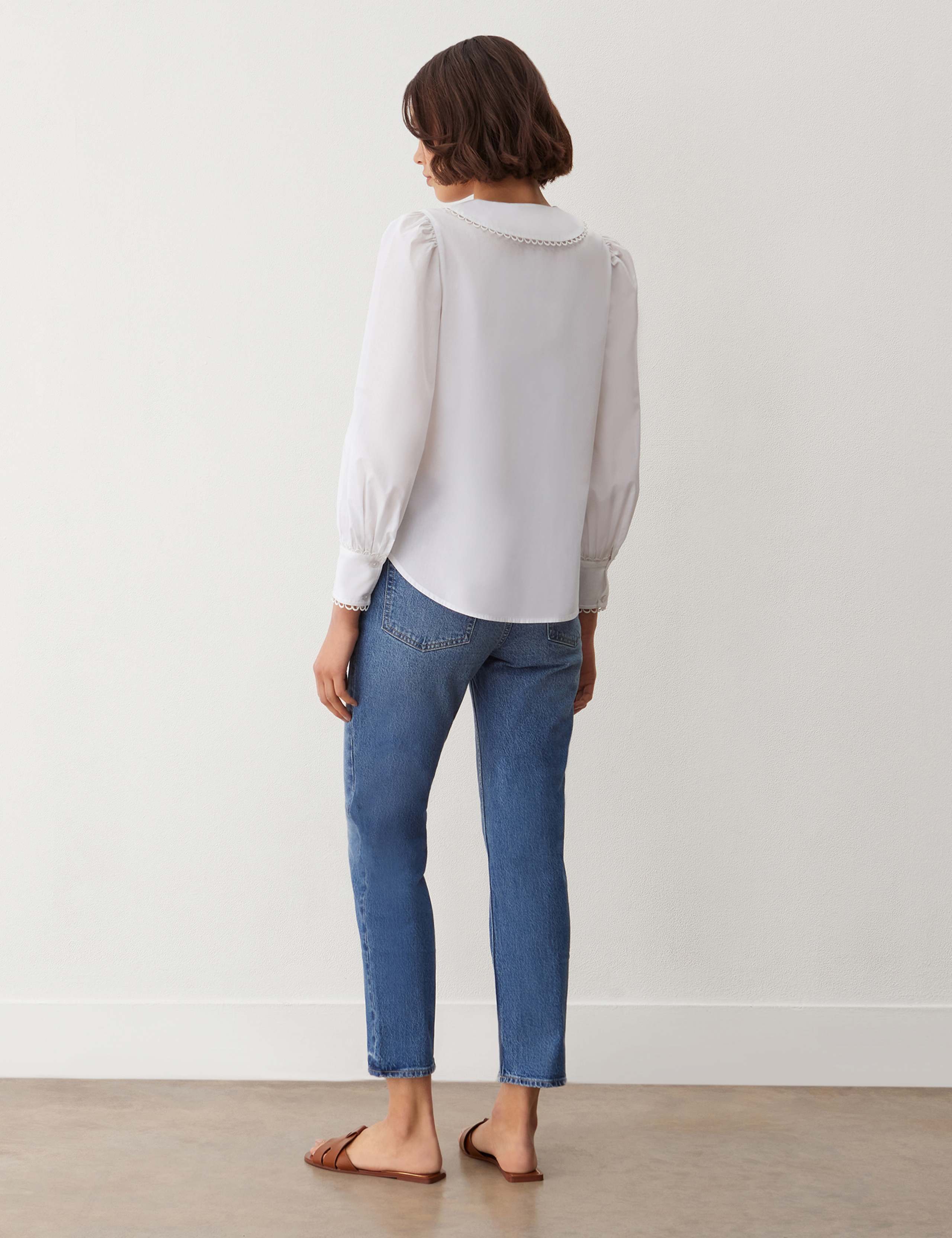 Pure Cotton Collared Lace Detail Shirt 3 of 4