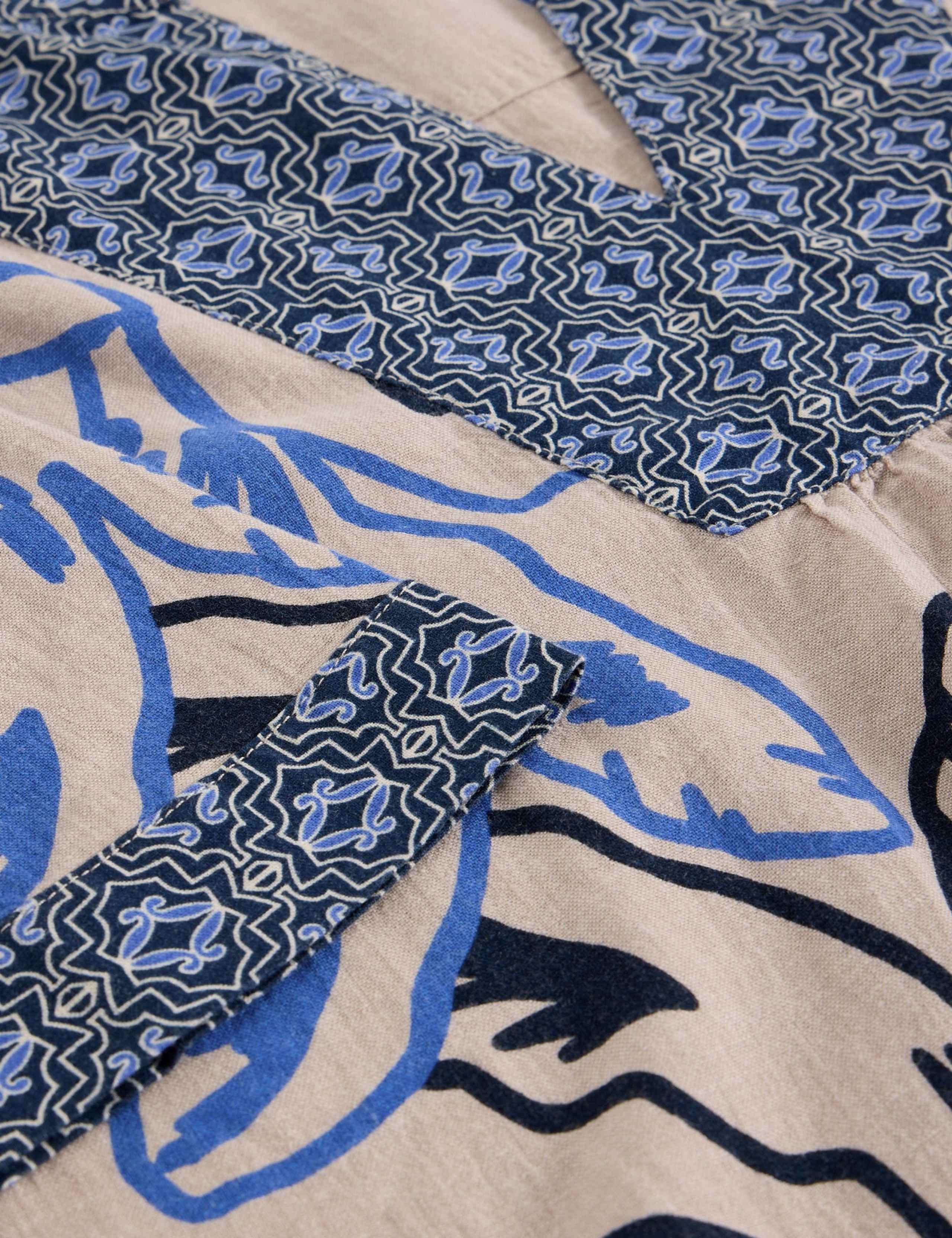 Linen Blend Printed Notch Neck Blouse 5 of 6