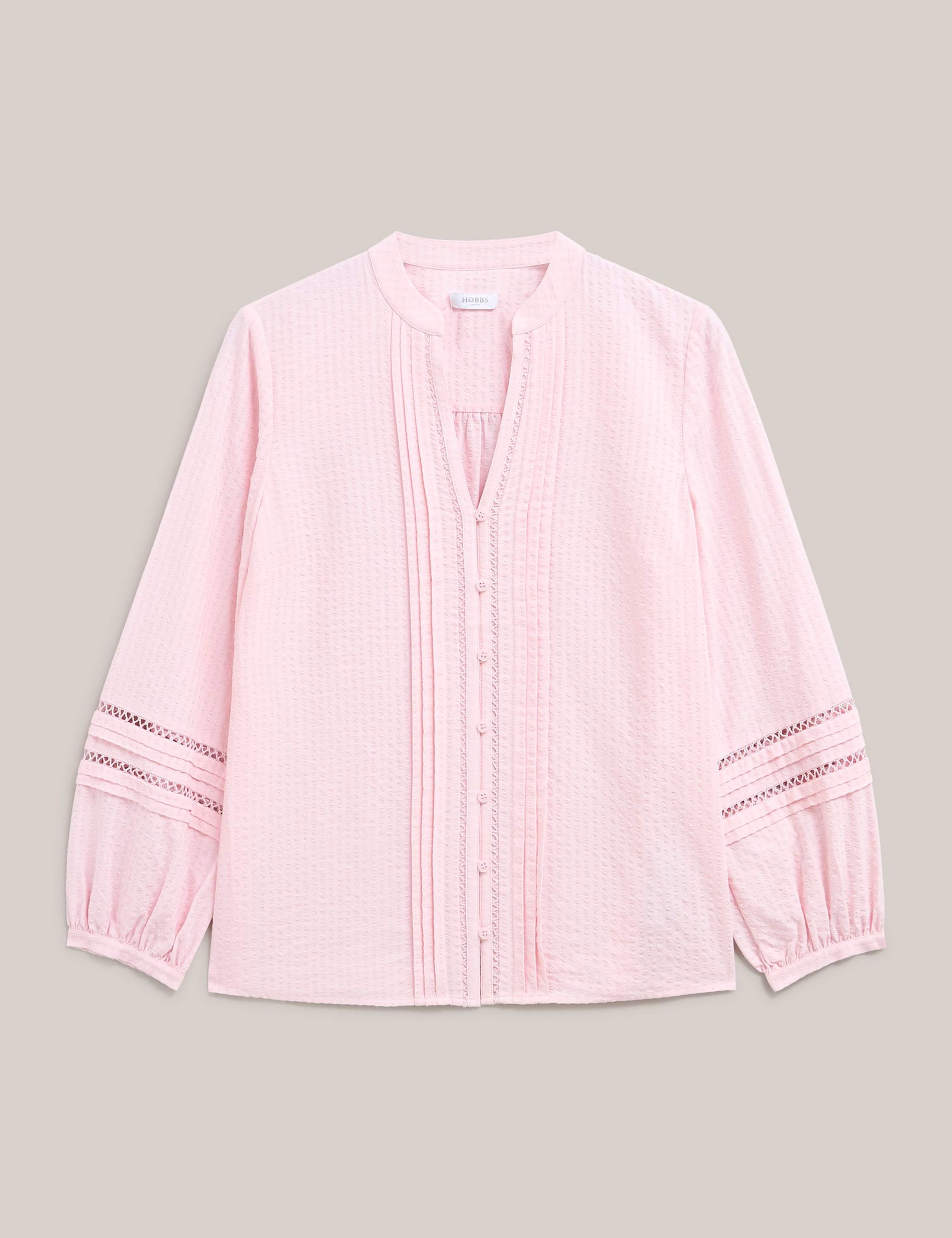 Cotton Blend Textured Notch Neck Blouse 2 of 5