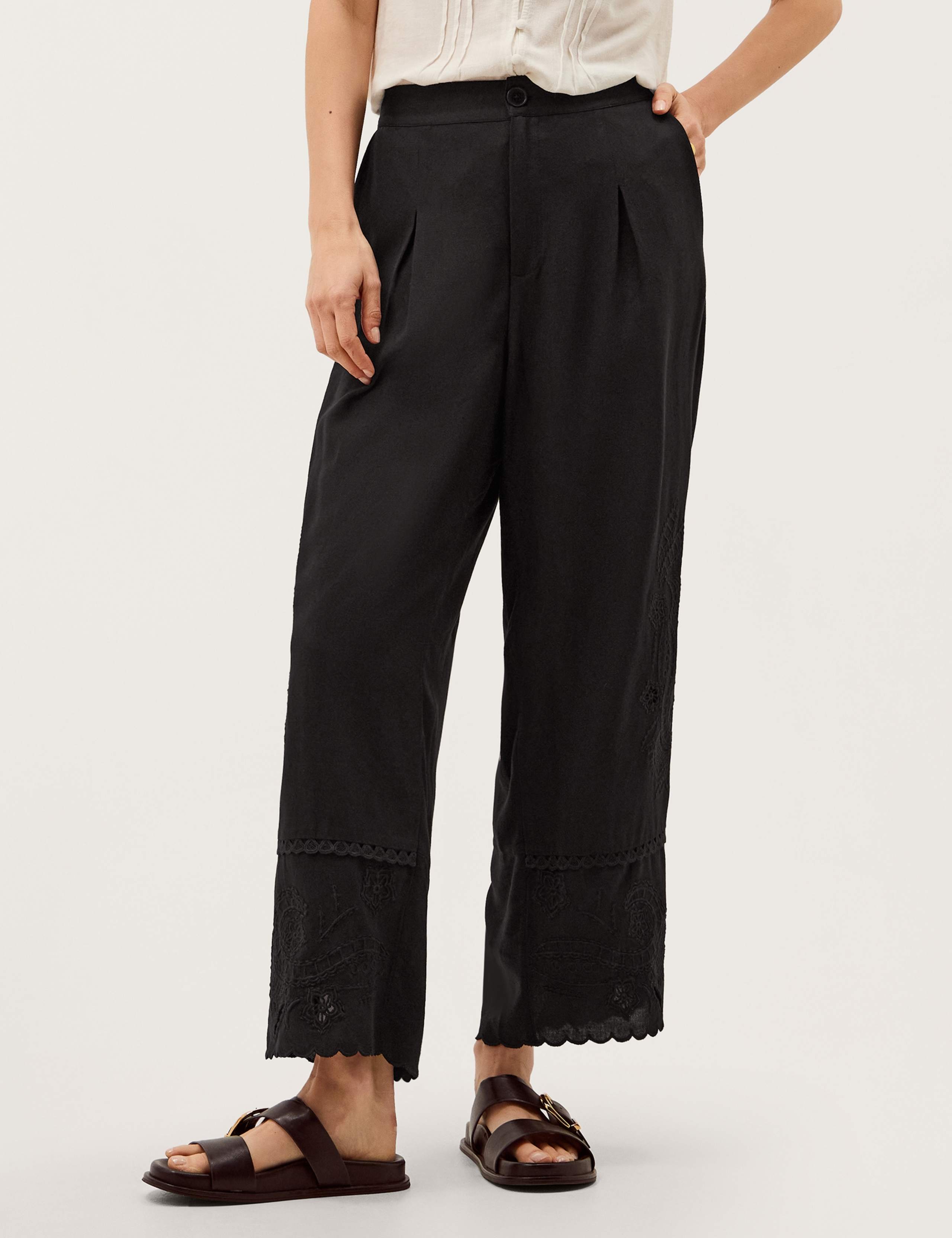 Embroidered Wide Leg Trousers 1 of 4