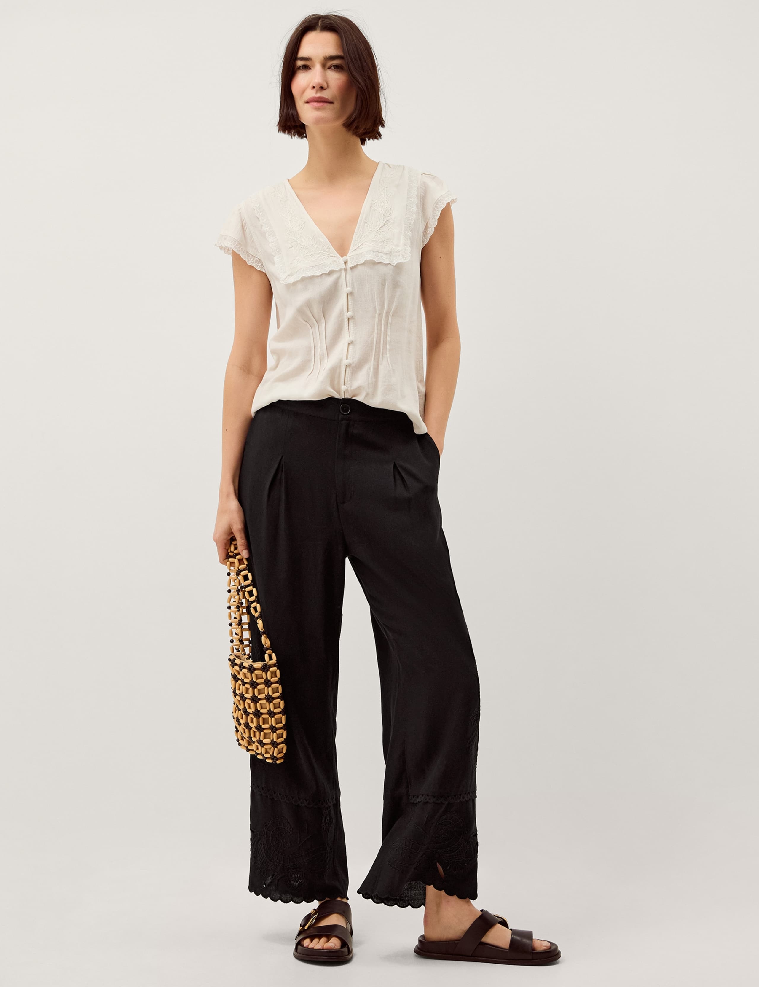 Embroidered Wide Leg Trousers 2 of 4