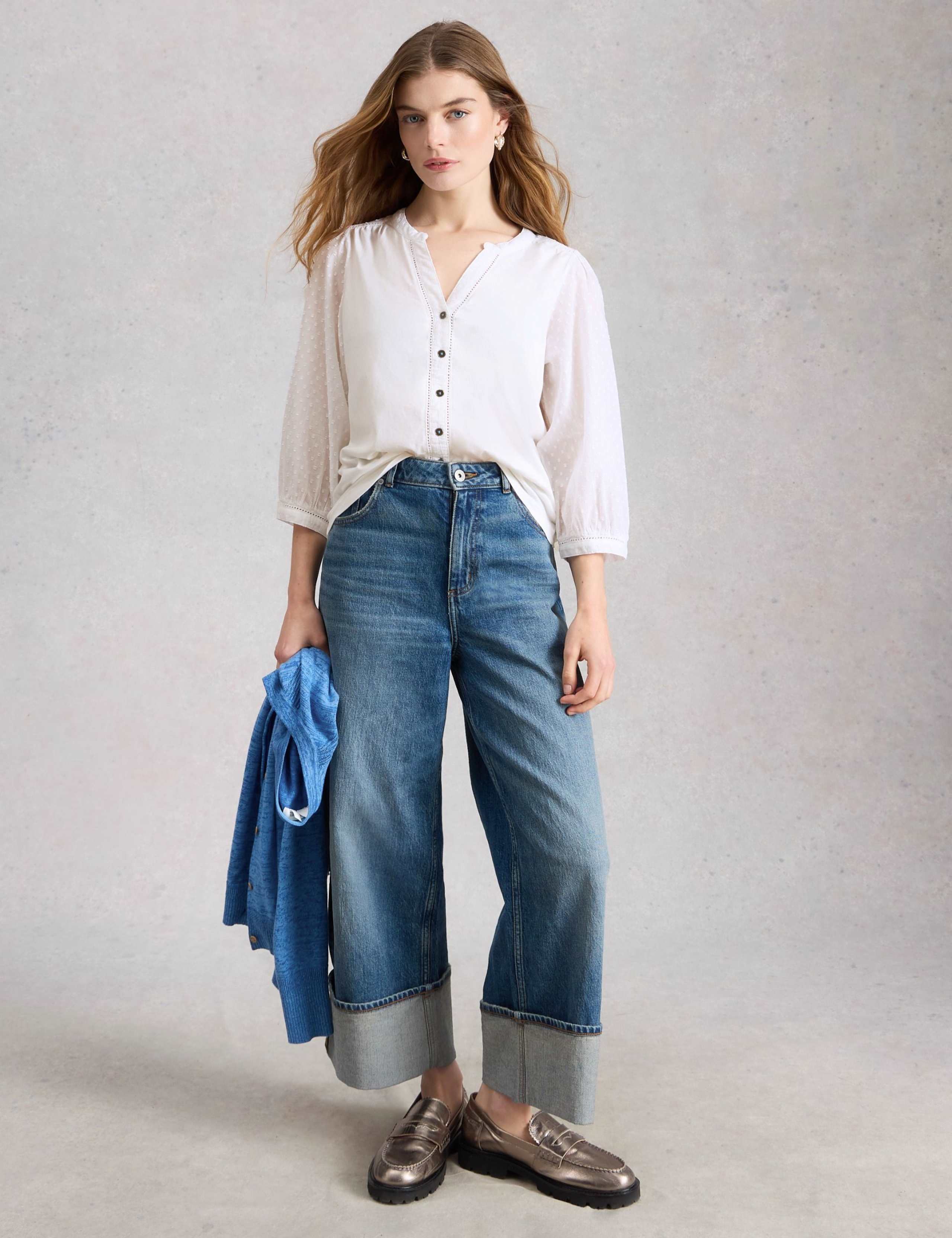 Pure Cotton Embroidered Notch Neck Blouse 3 of 6