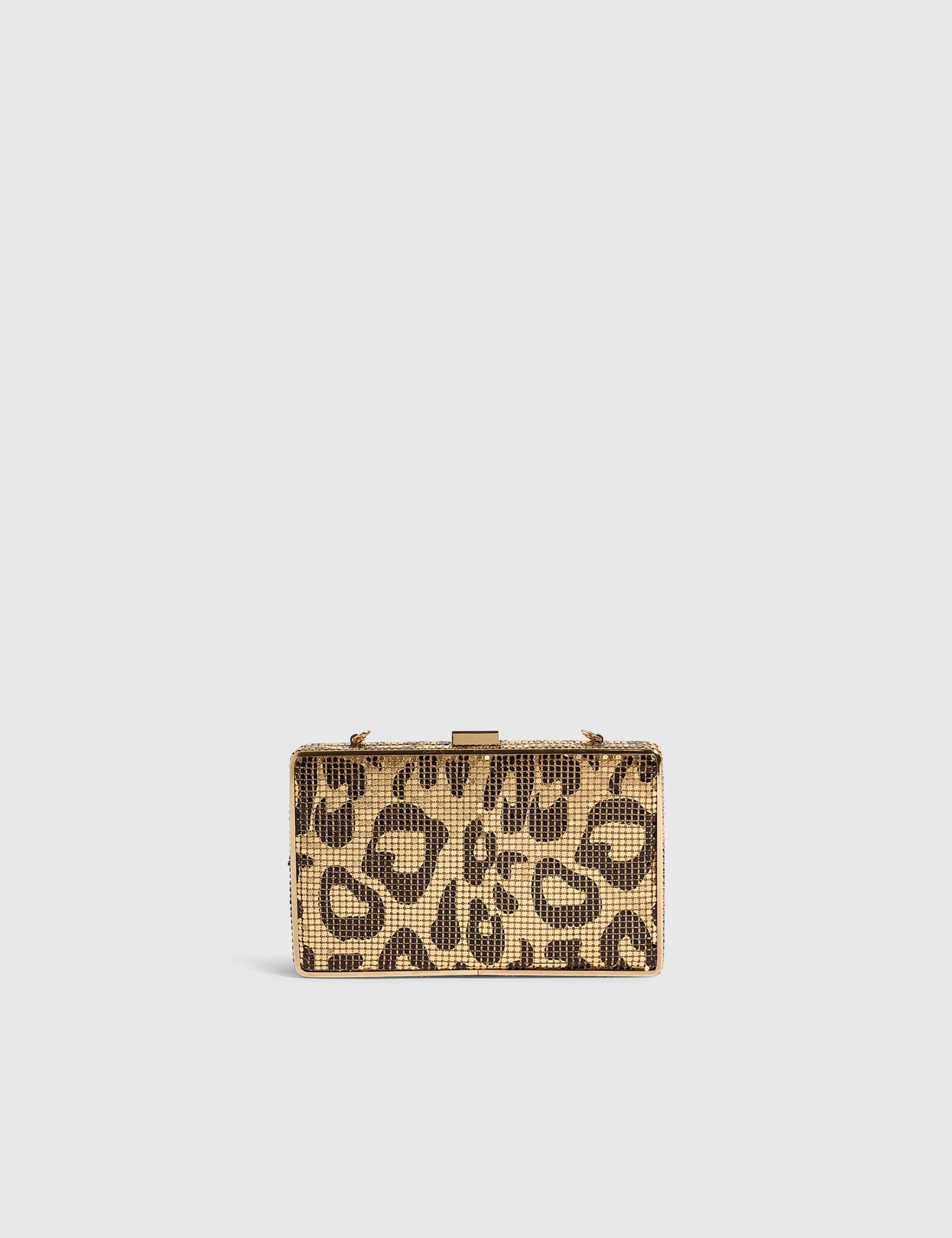 Chainmail Leopard Print Hard Clutch Bag 2 of 4