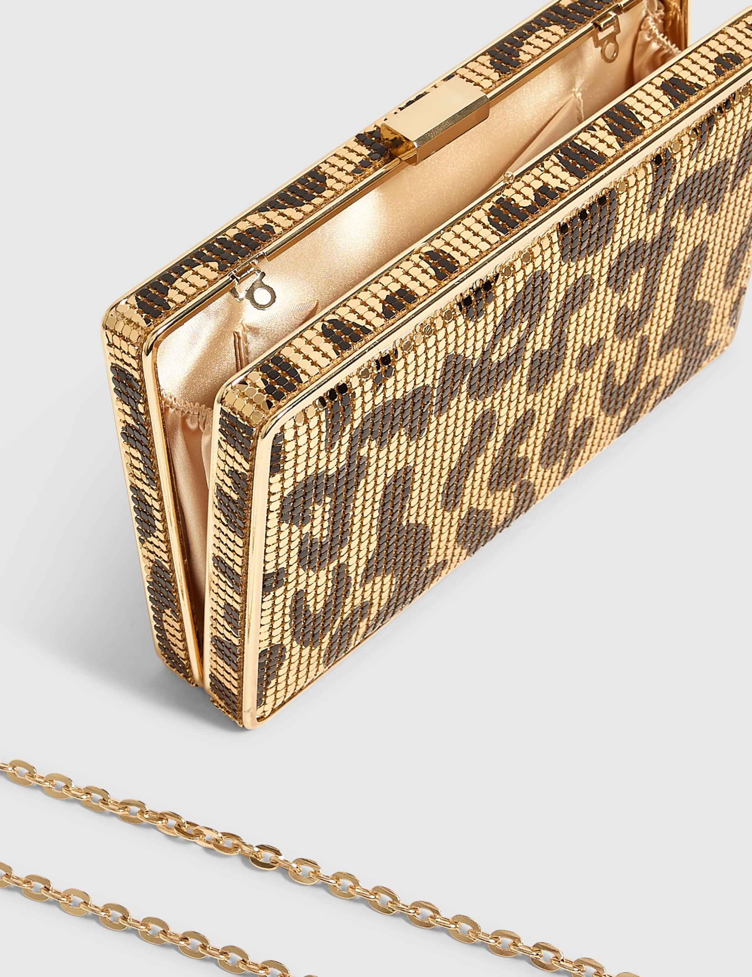 Chainmail Leopard Print Hard Clutch Bag 3 of 4