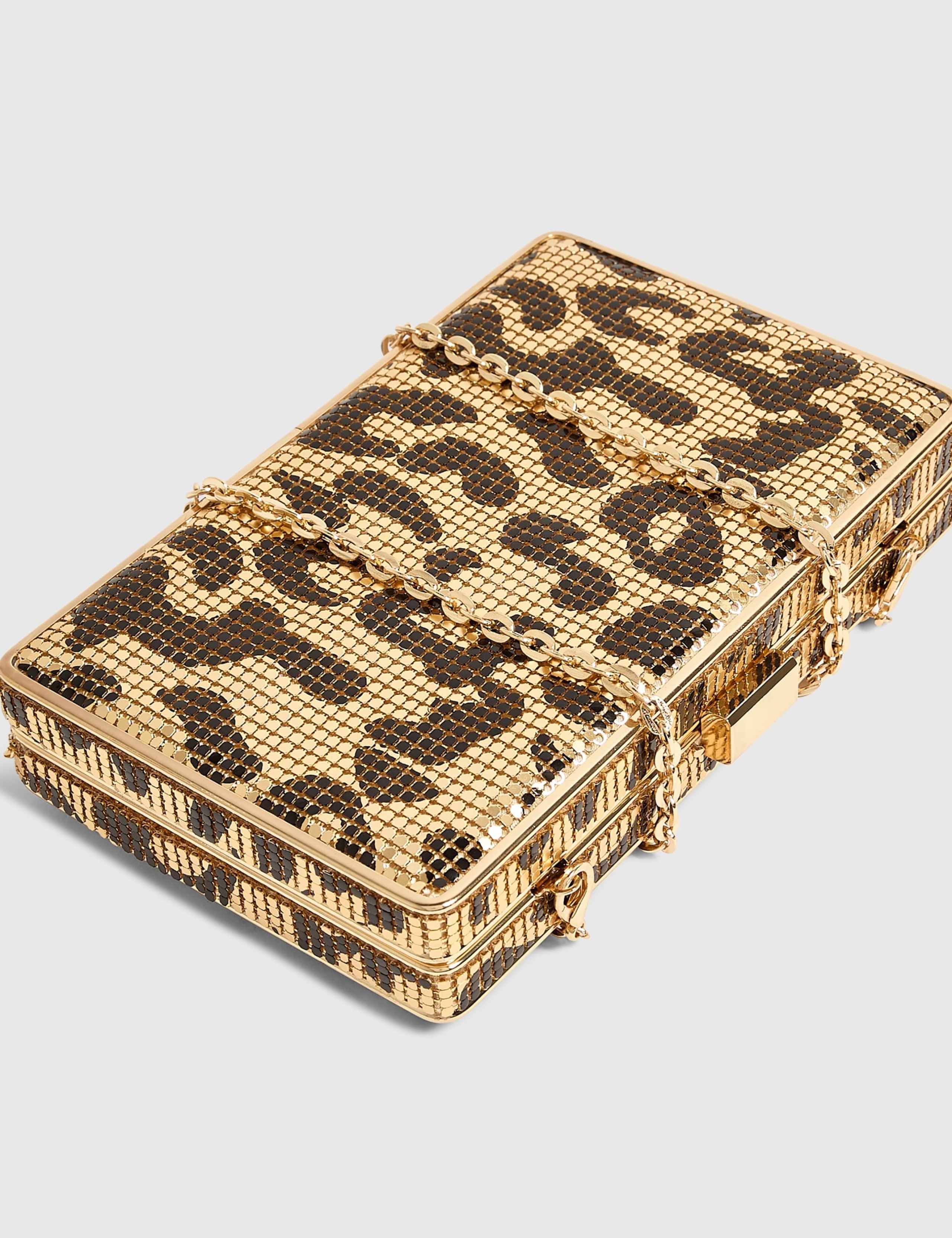 Chainmail Leopard Print Hard Clutch Bag 4 of 4