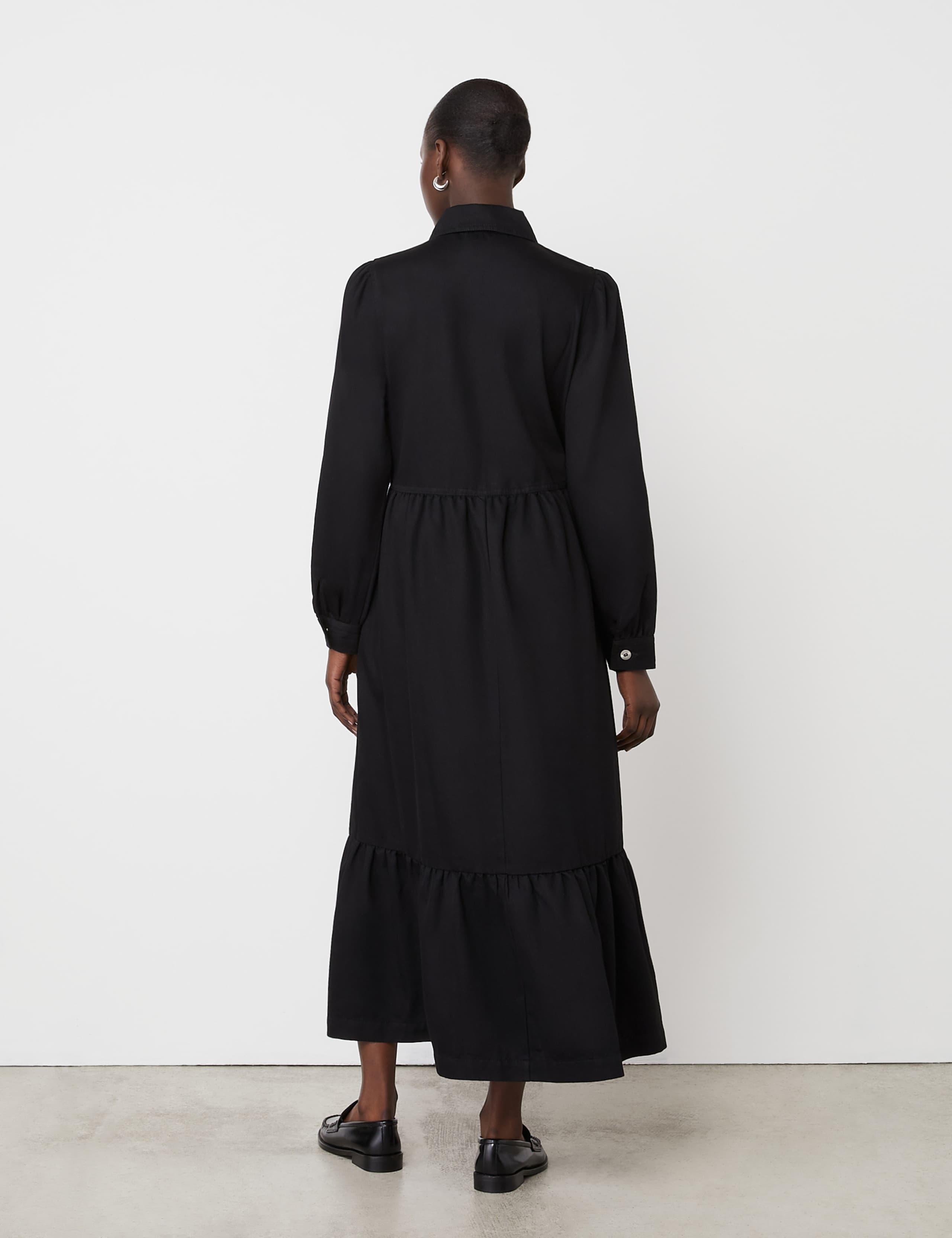 Denim Collared Midi Tiered Shirt Dress 3 of 4