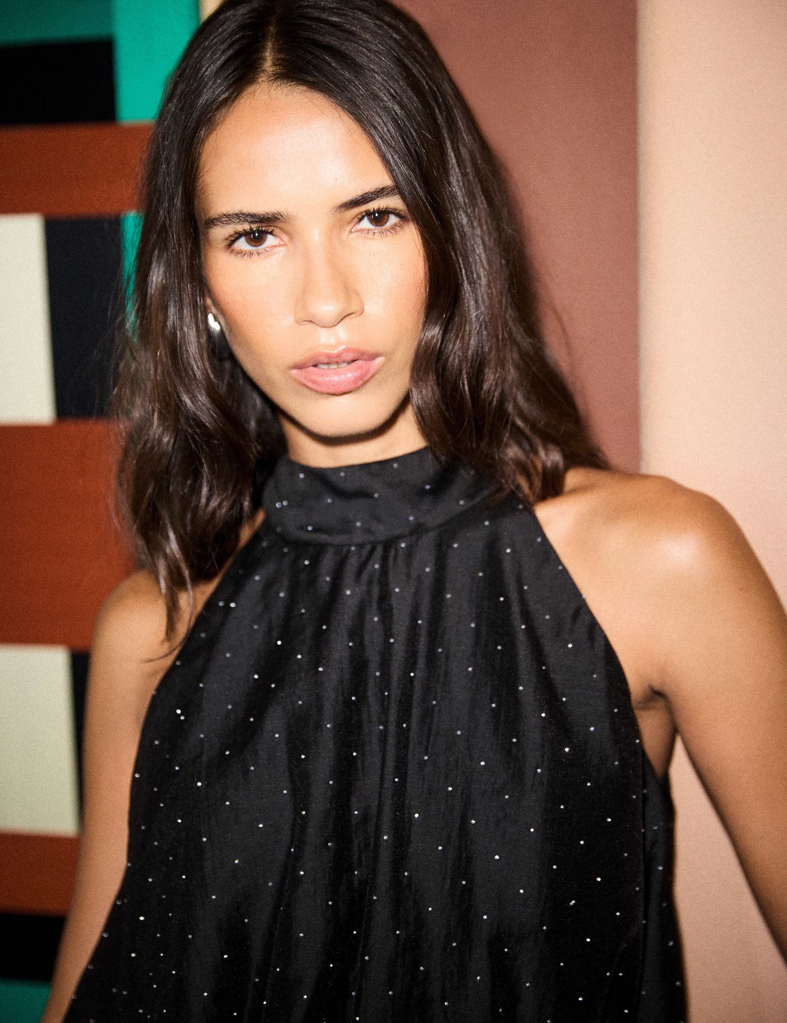 Embellished Bubble Hem Tie Detail Top 3 of 7