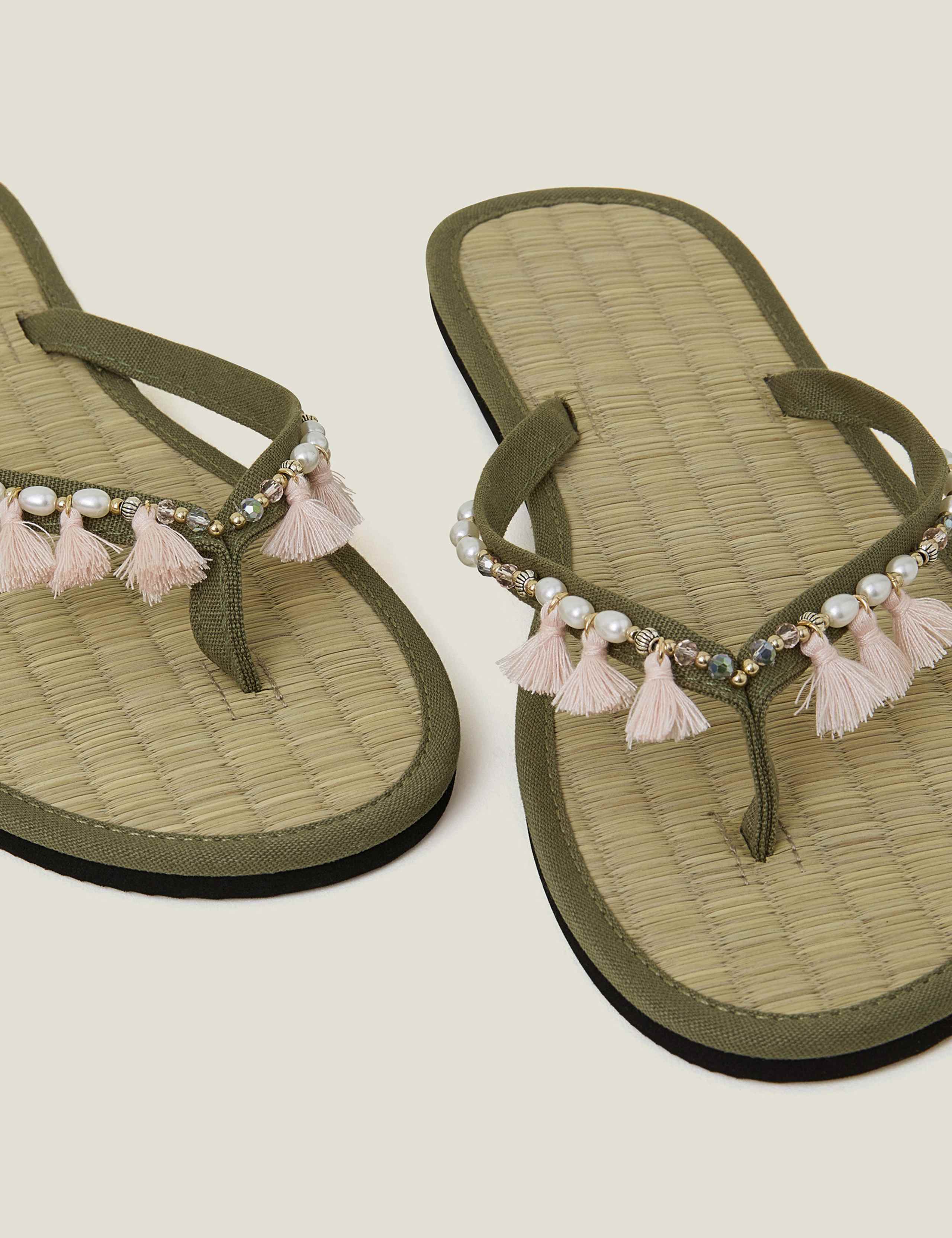 Embellished Tassel Flat Flip Flops 4 of 4