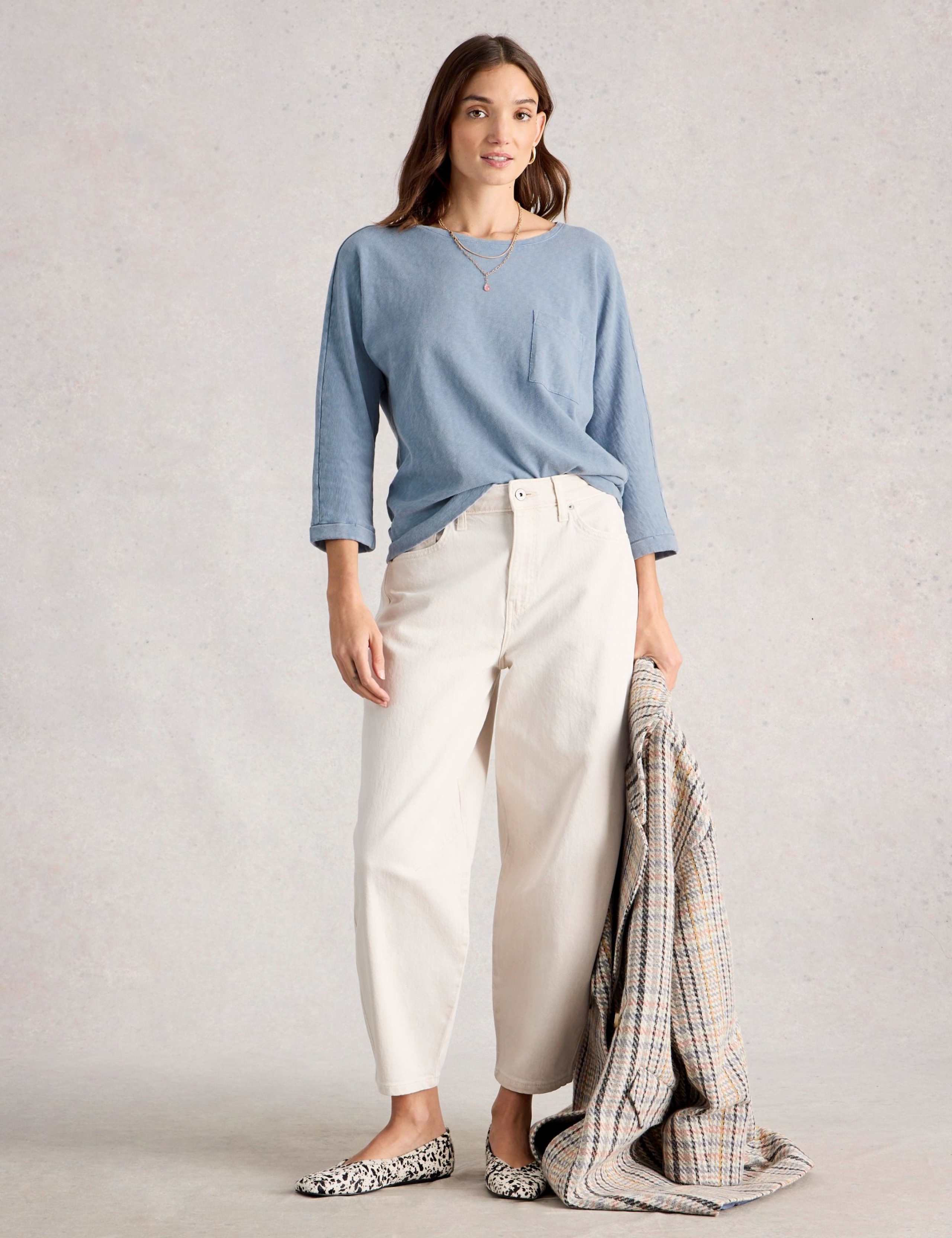 Pure Cotton Crew Neck Relaxed Top 1 of 6