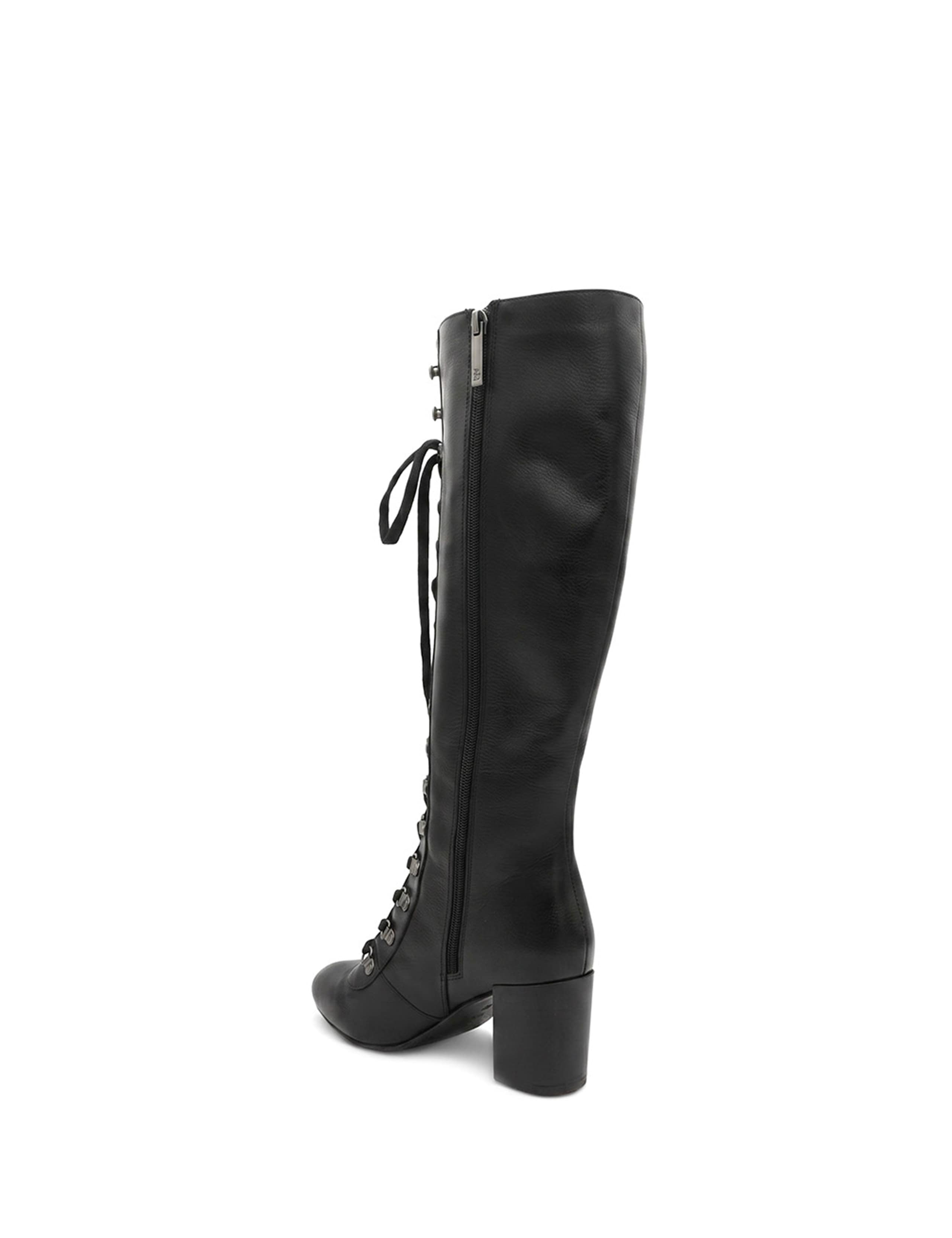 Leather Block Heel Calf Length Boots 3 of 5