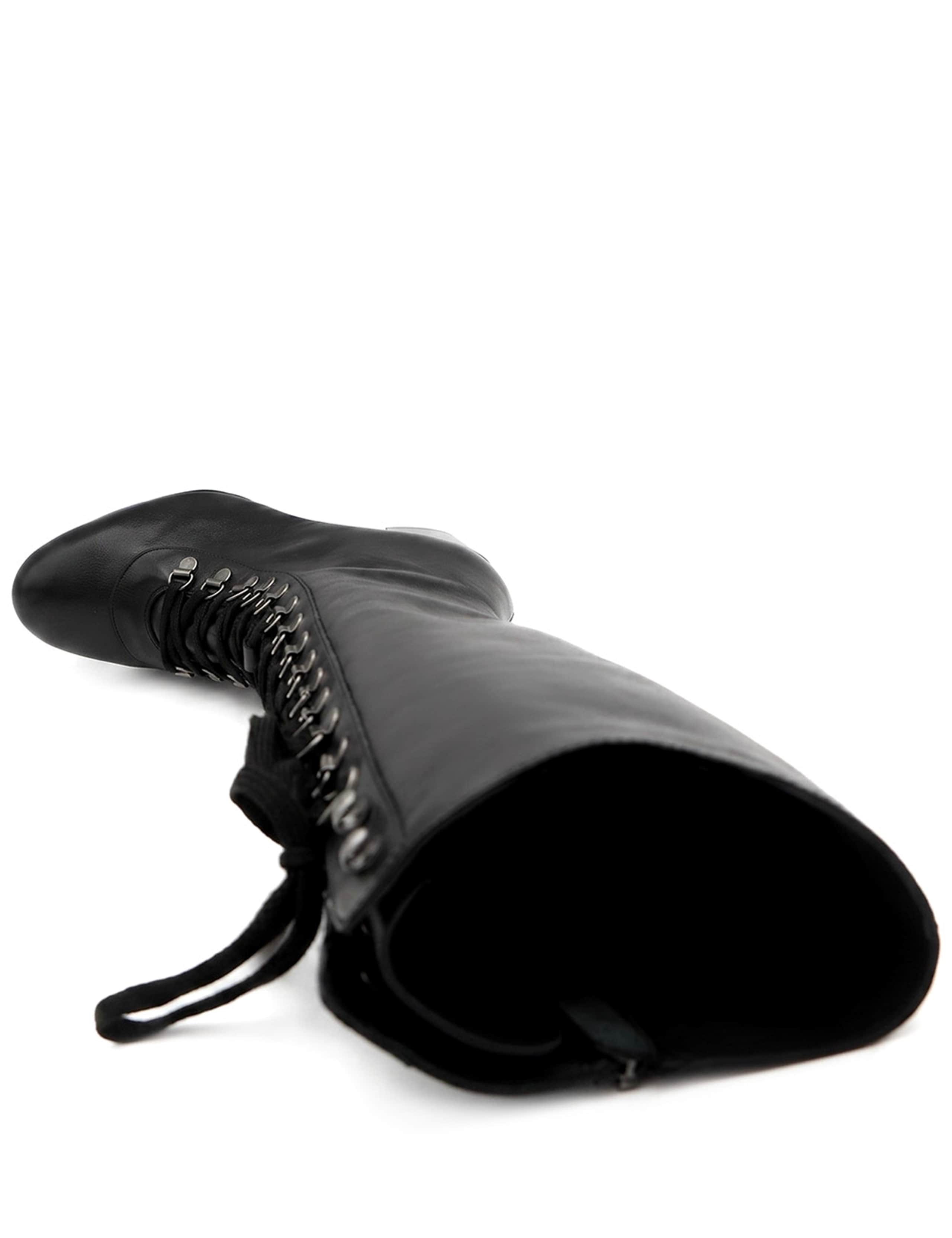 Leather Block Heel Calf Length Boots 4 of 5