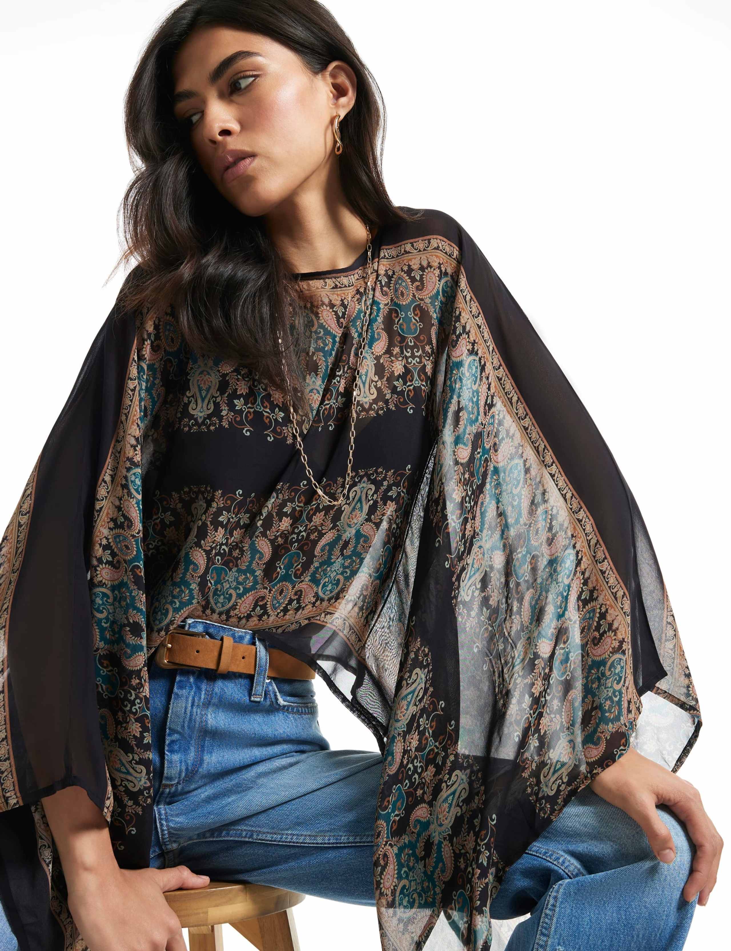 Jacquard Crew Neck Batwing Top 3 of 6
