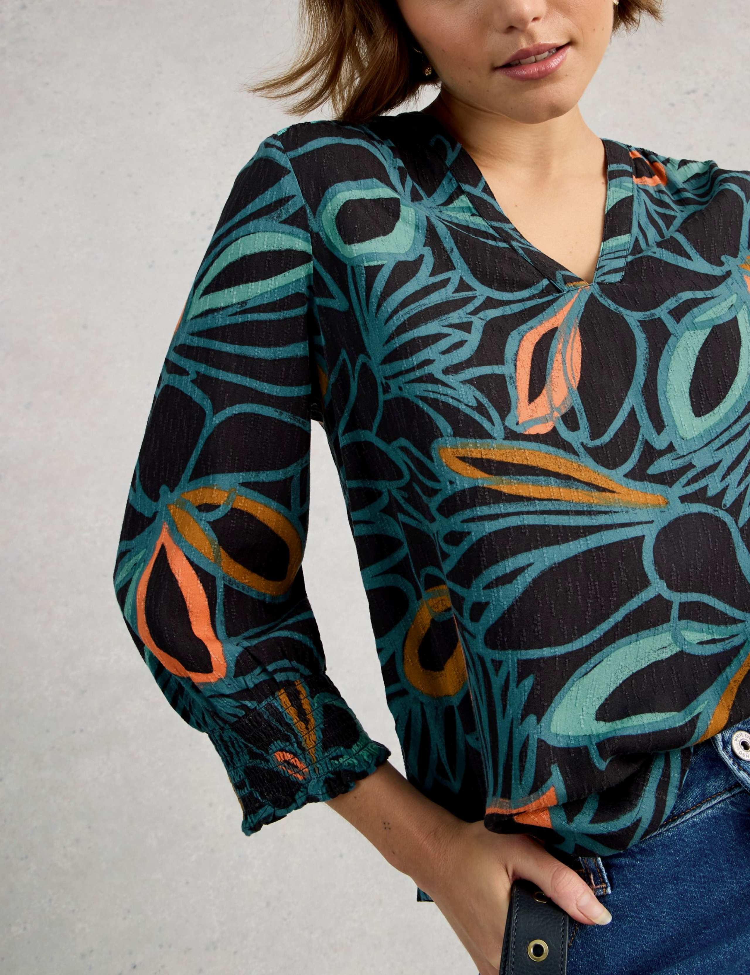 Printed V-Neck Blouse 4 of 6
