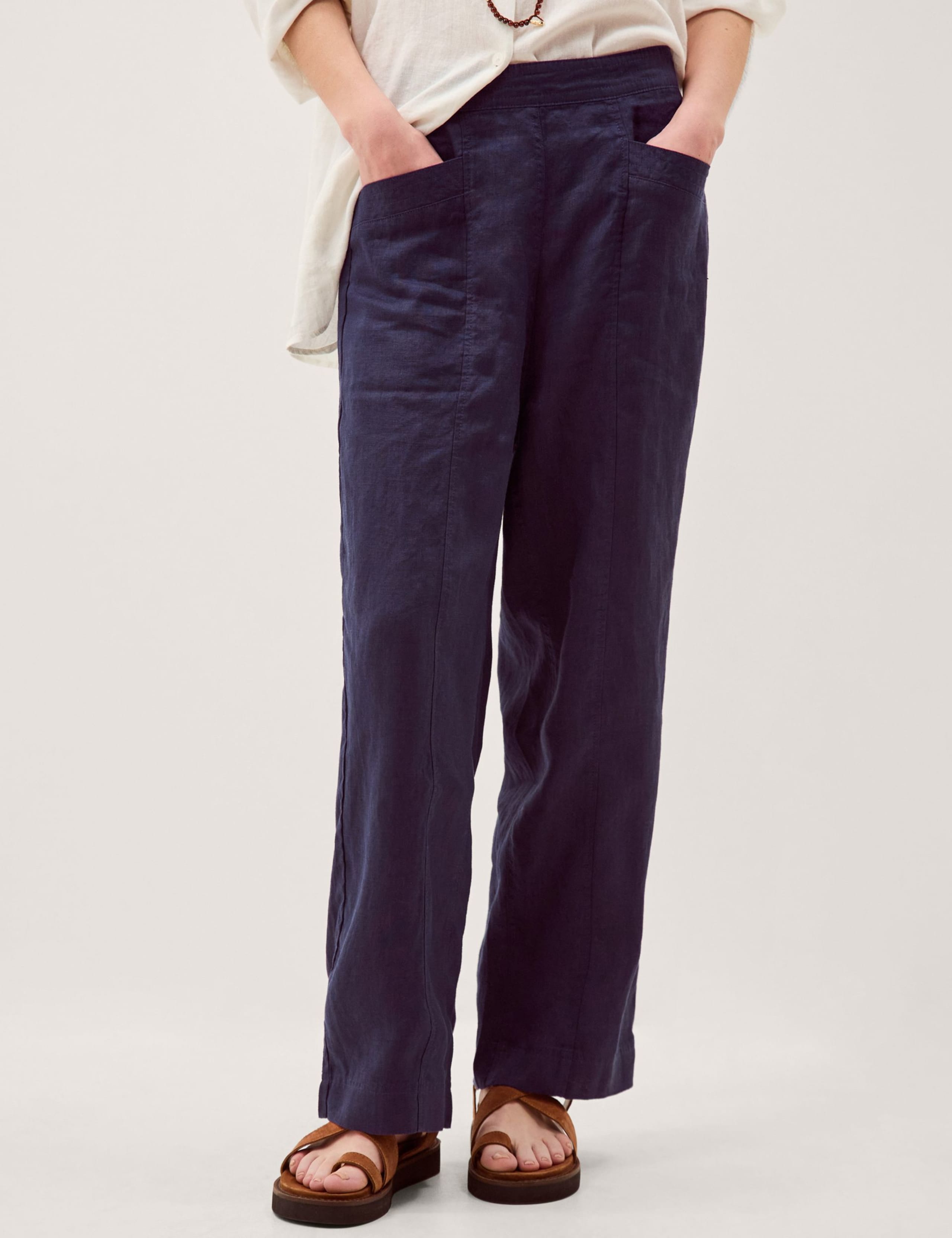 Pure Linen Straight Leg Trousers 1 of 4