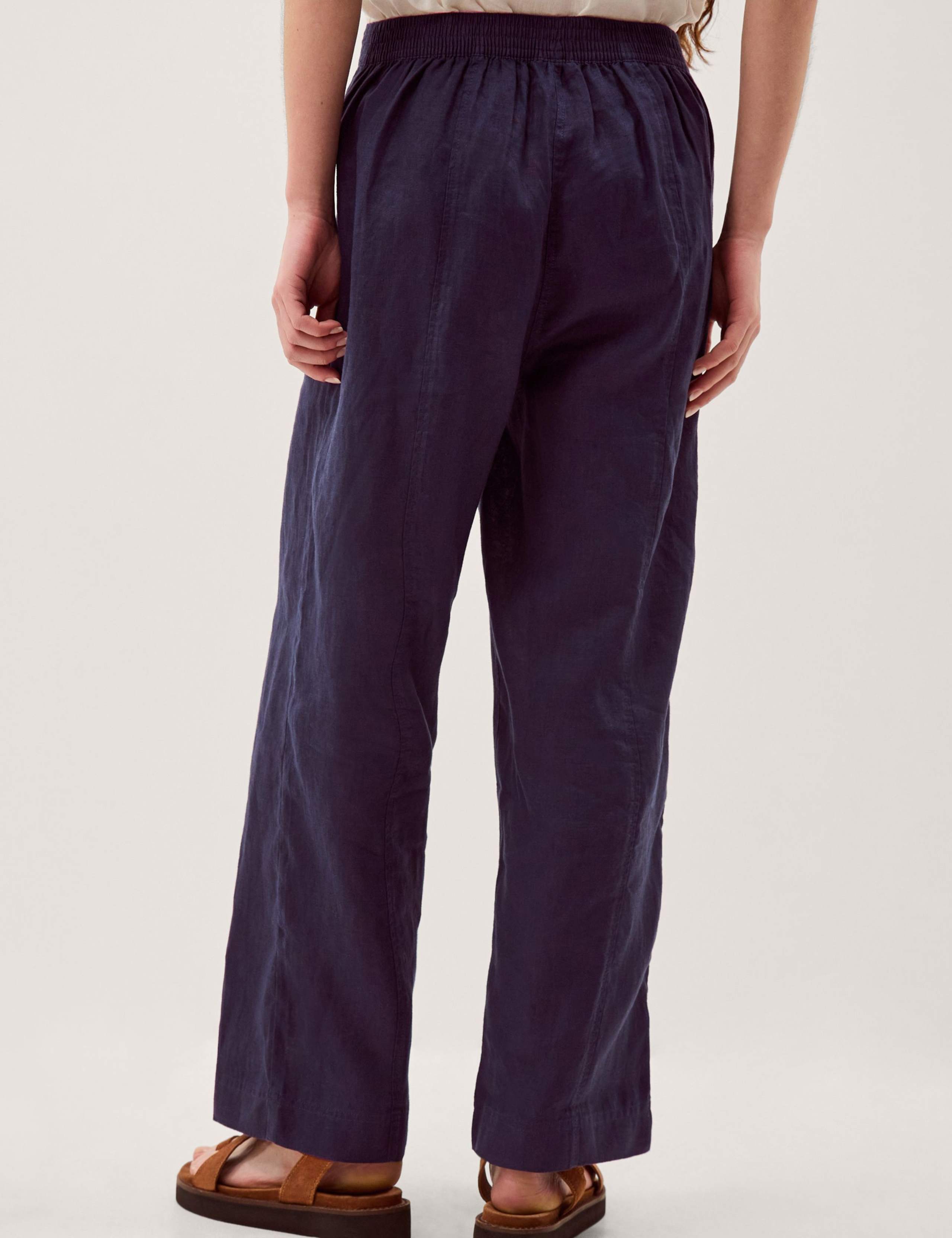 Pure Linen Straight Leg Trousers 3 of 4