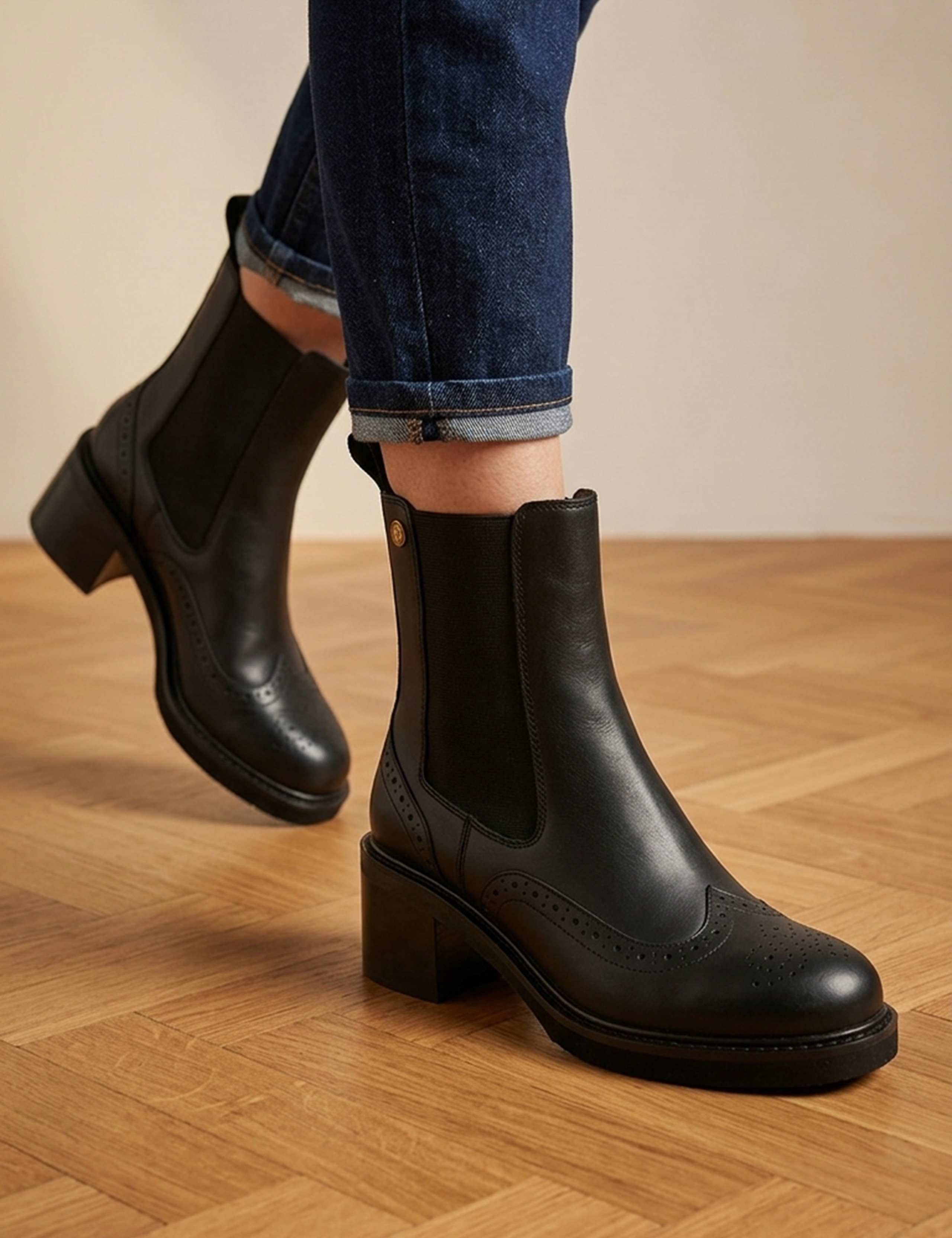 Leather Block Heel Chelsea Boots 1 of 6