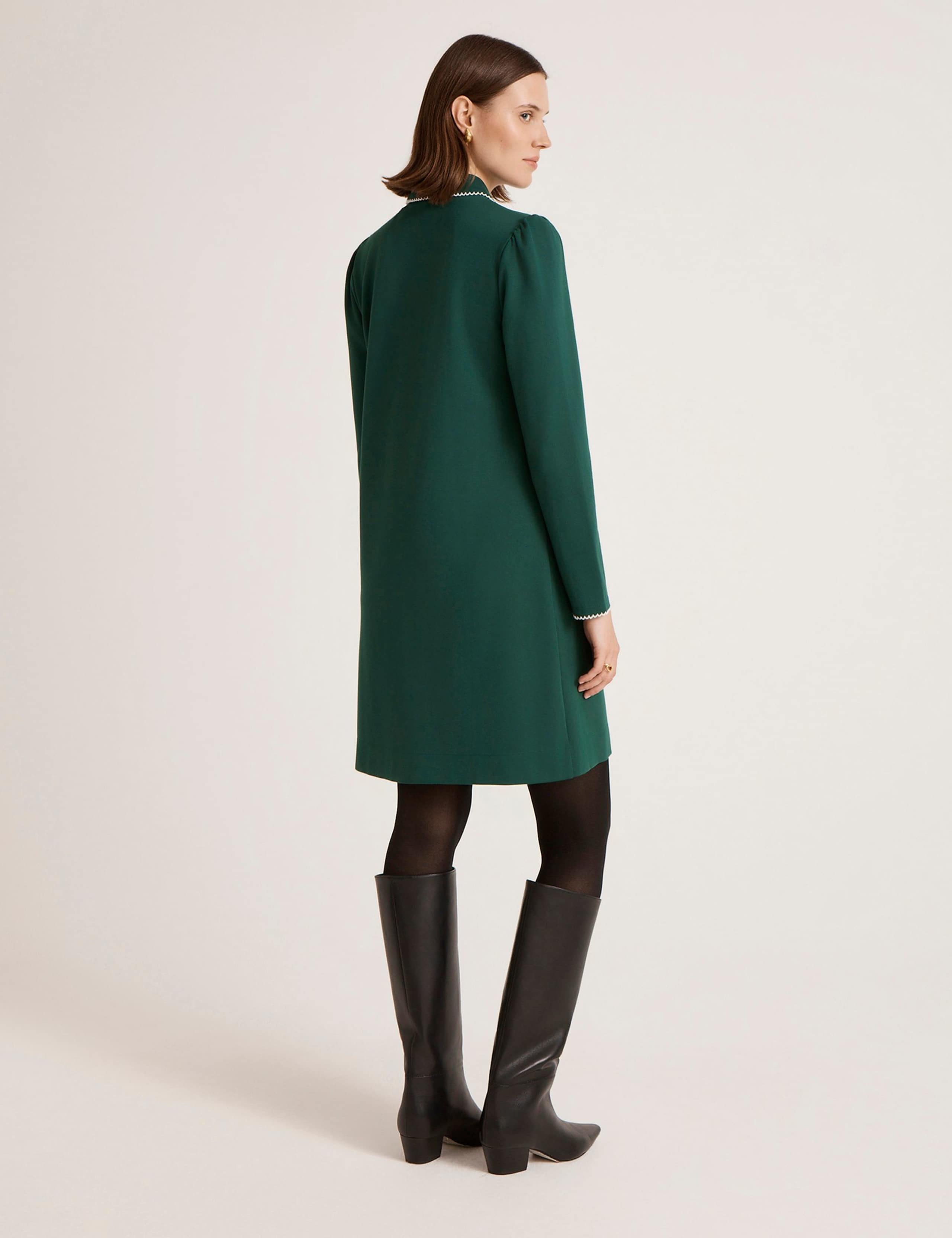 Ponte Jersey Collared Mini Shirt Dress 3 of 5