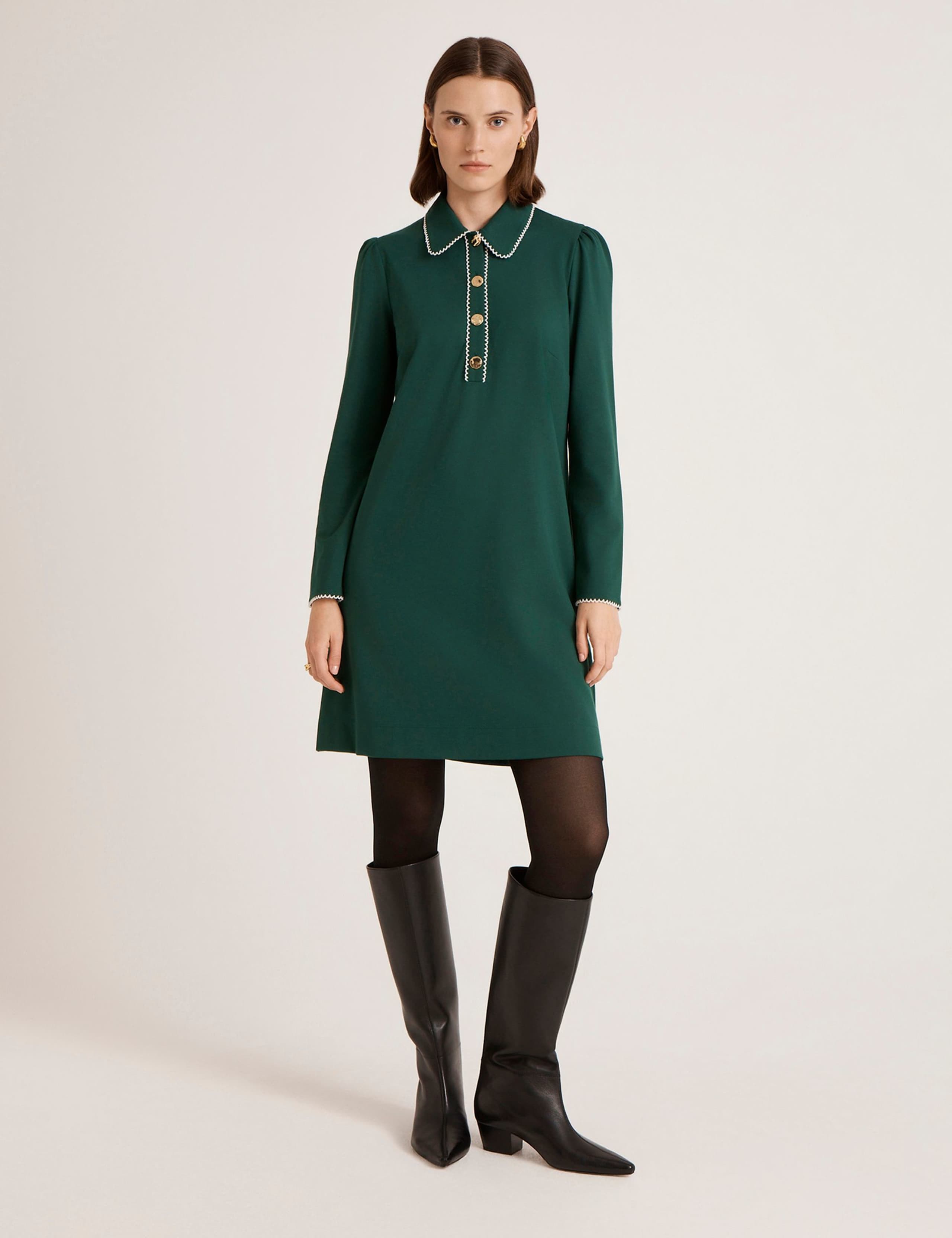 Ponte Jersey Collared Mini Shirt Dress 5 of 5