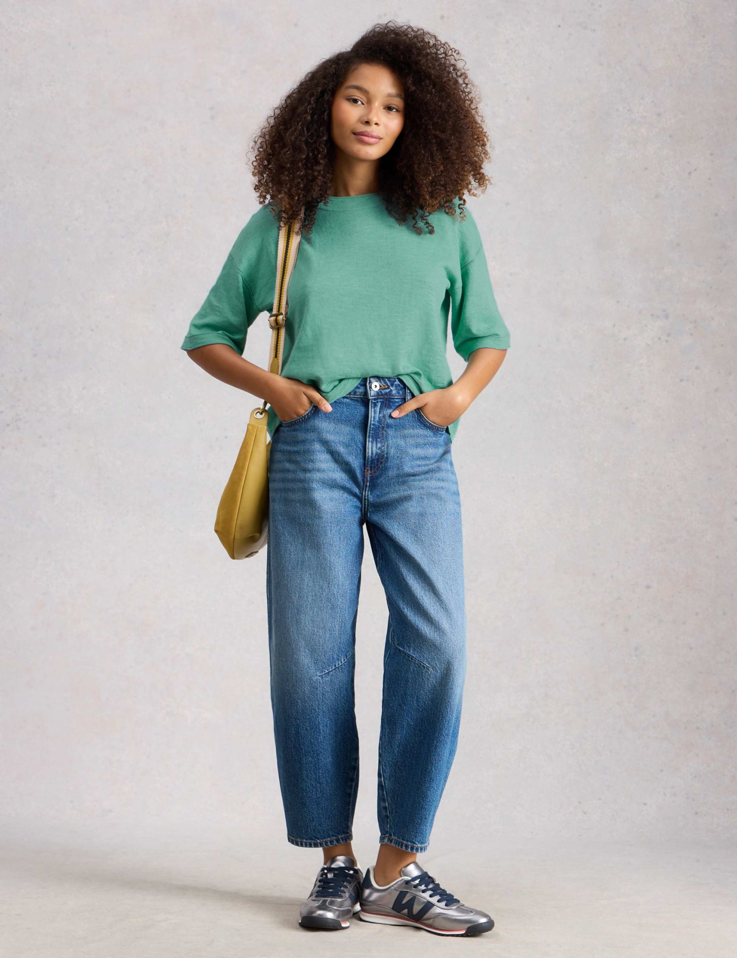 Cotton Rich Crew Neck Top With Linen 4 of 6