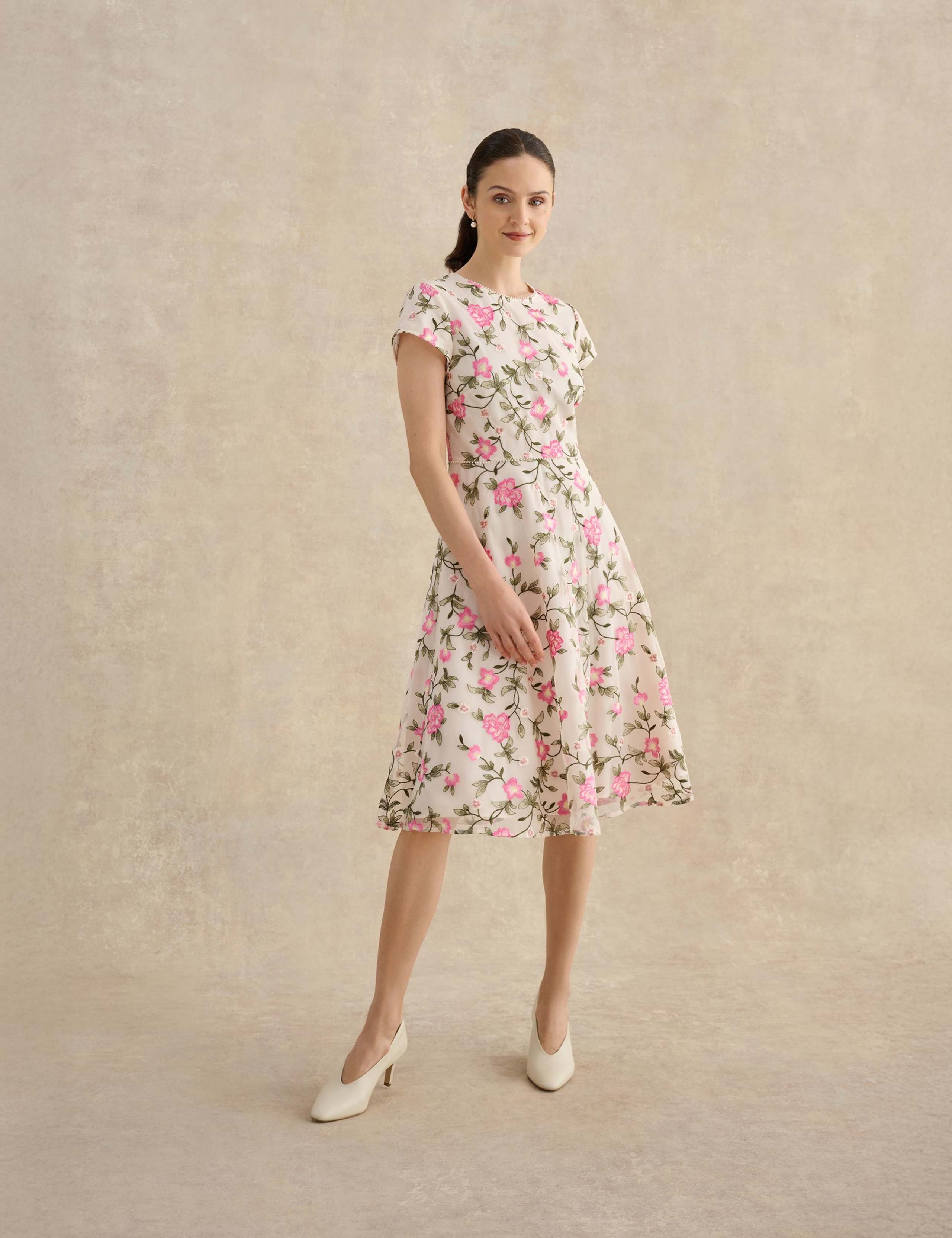 Floral Knee Length Skater Dress 3 of 5
