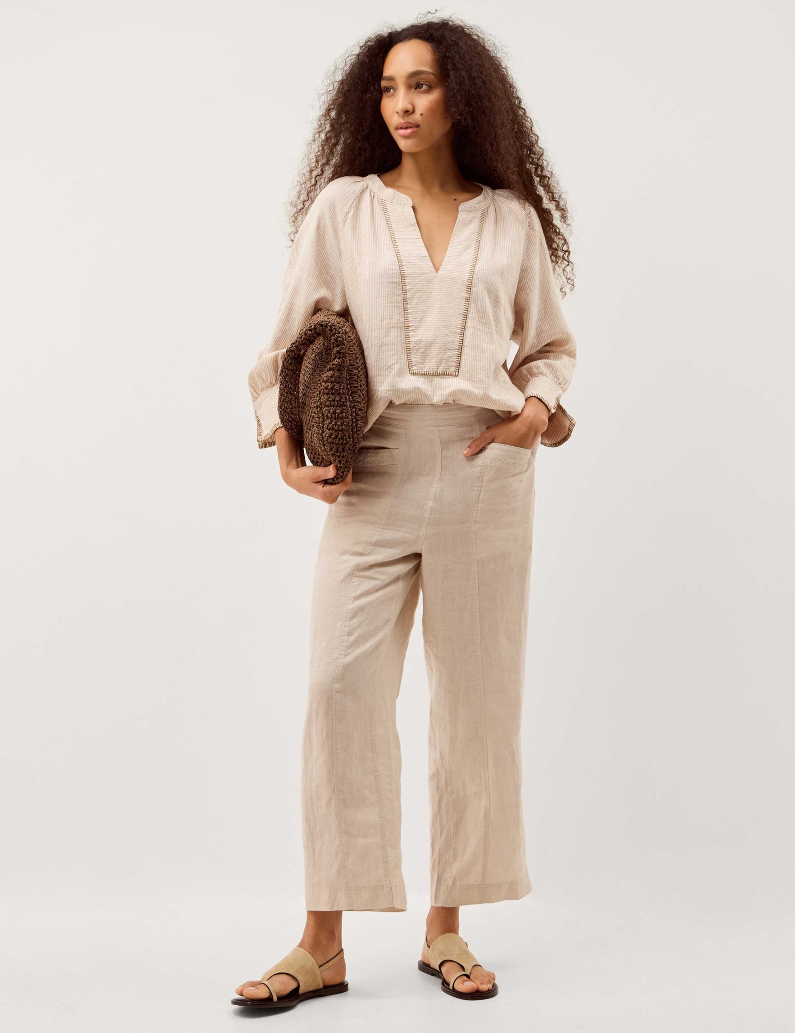 Pure Linen Straight Leg Trousers 3 of 5
