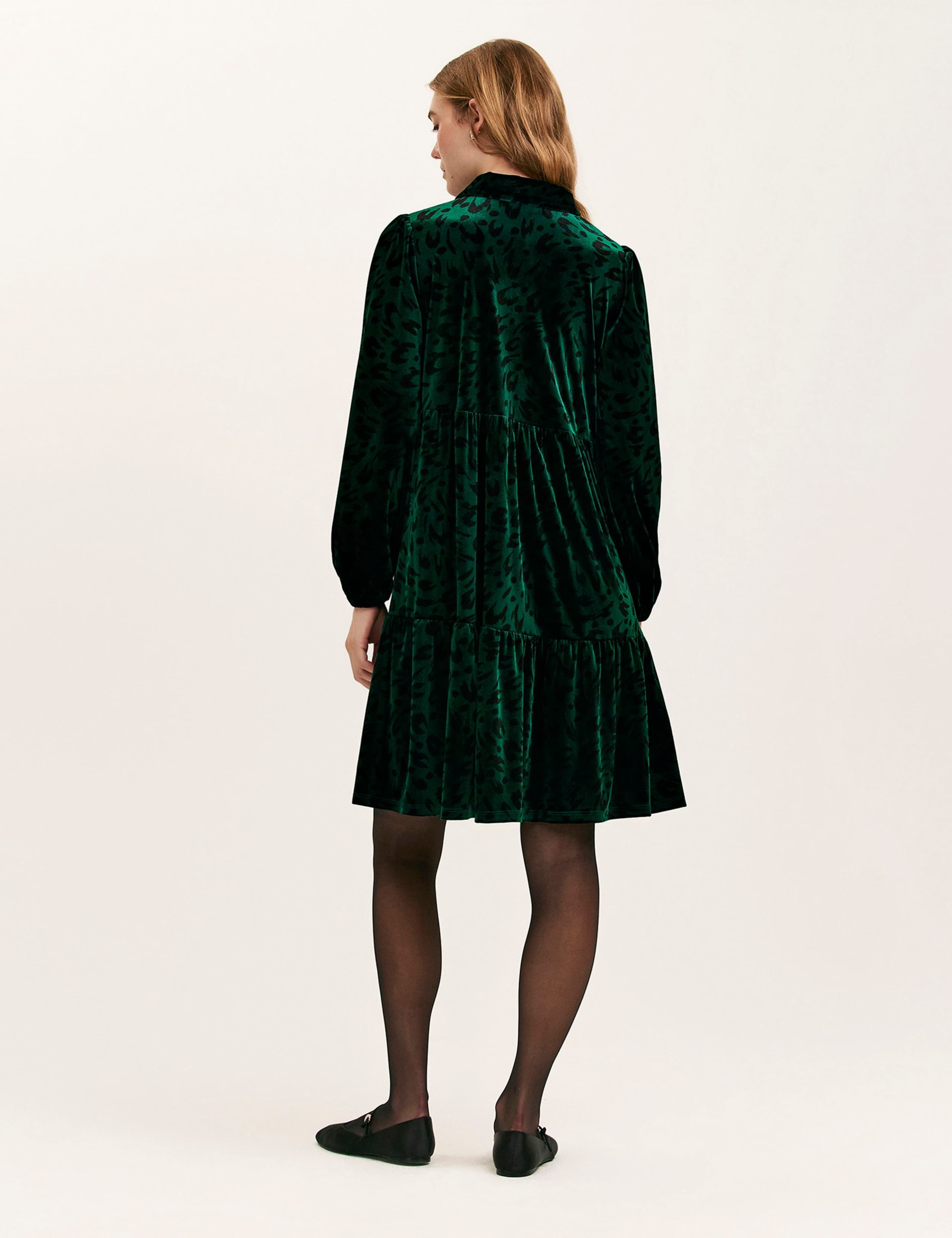 Velvet Animal Print Mini Tiered Dress 2 of 4