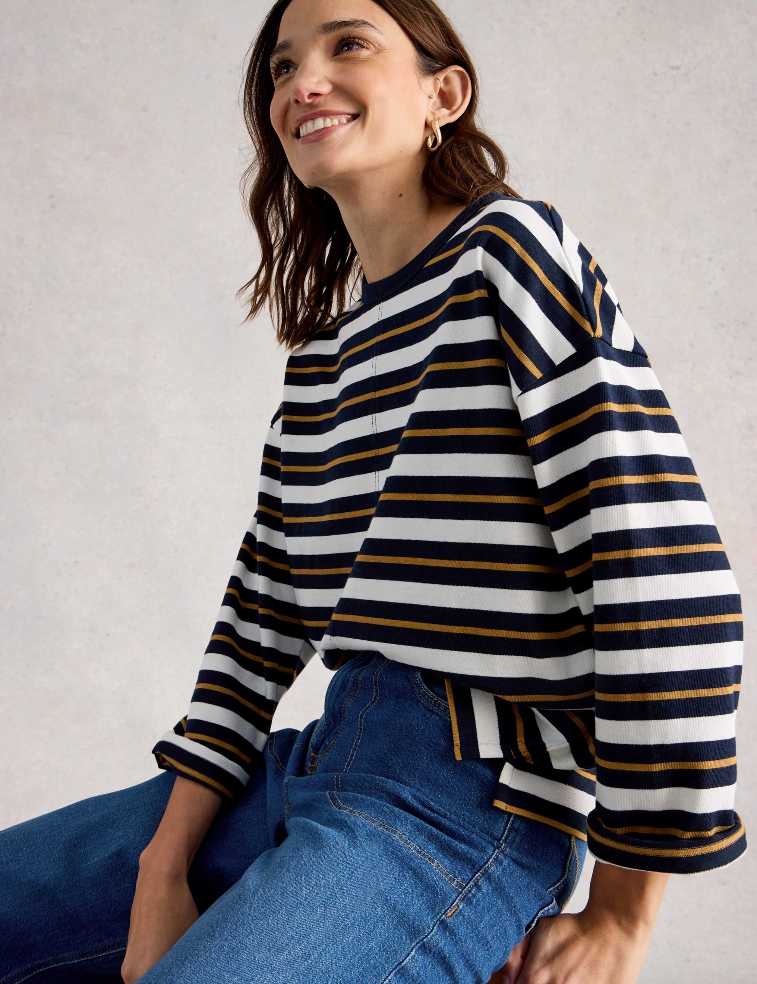 Pure Cotton Striped Crew Neck Top 3 of 6