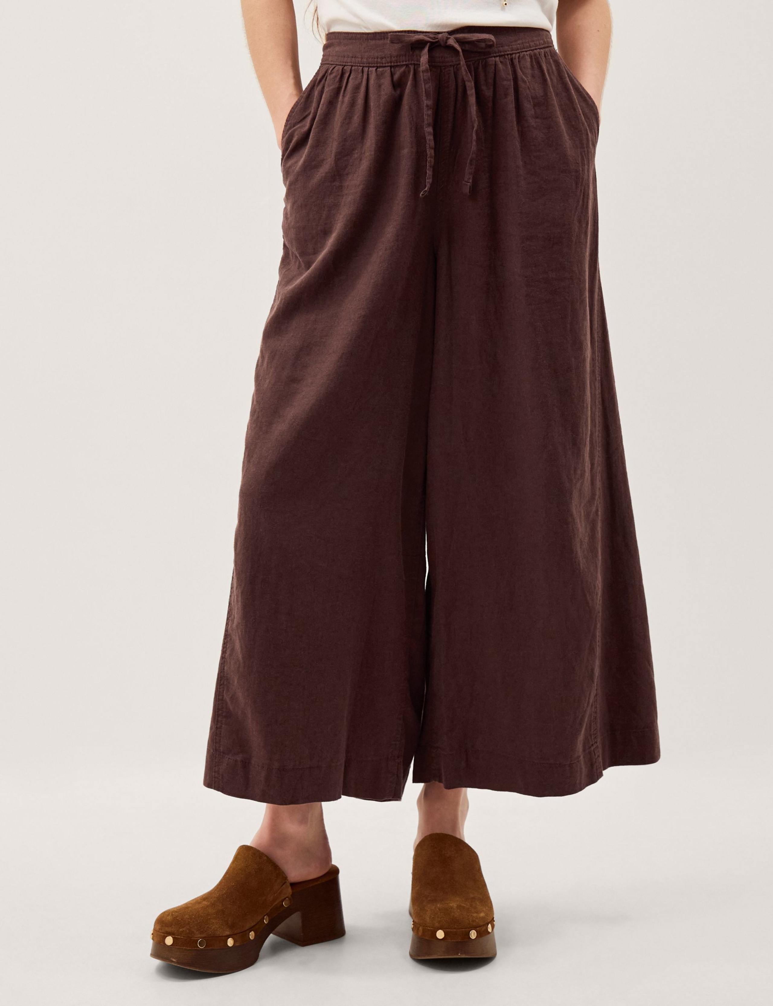 Linen Rich Wide Leg Cropped Trousers 1 of 4