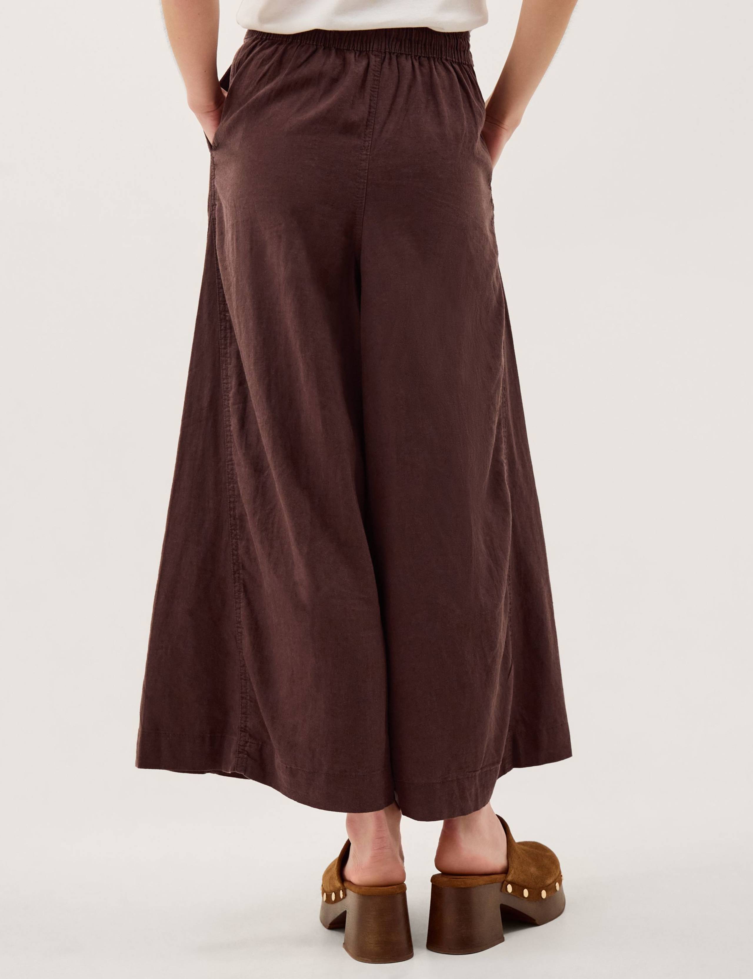 Linen Rich Wide Leg Cropped Trousers 3 of 4