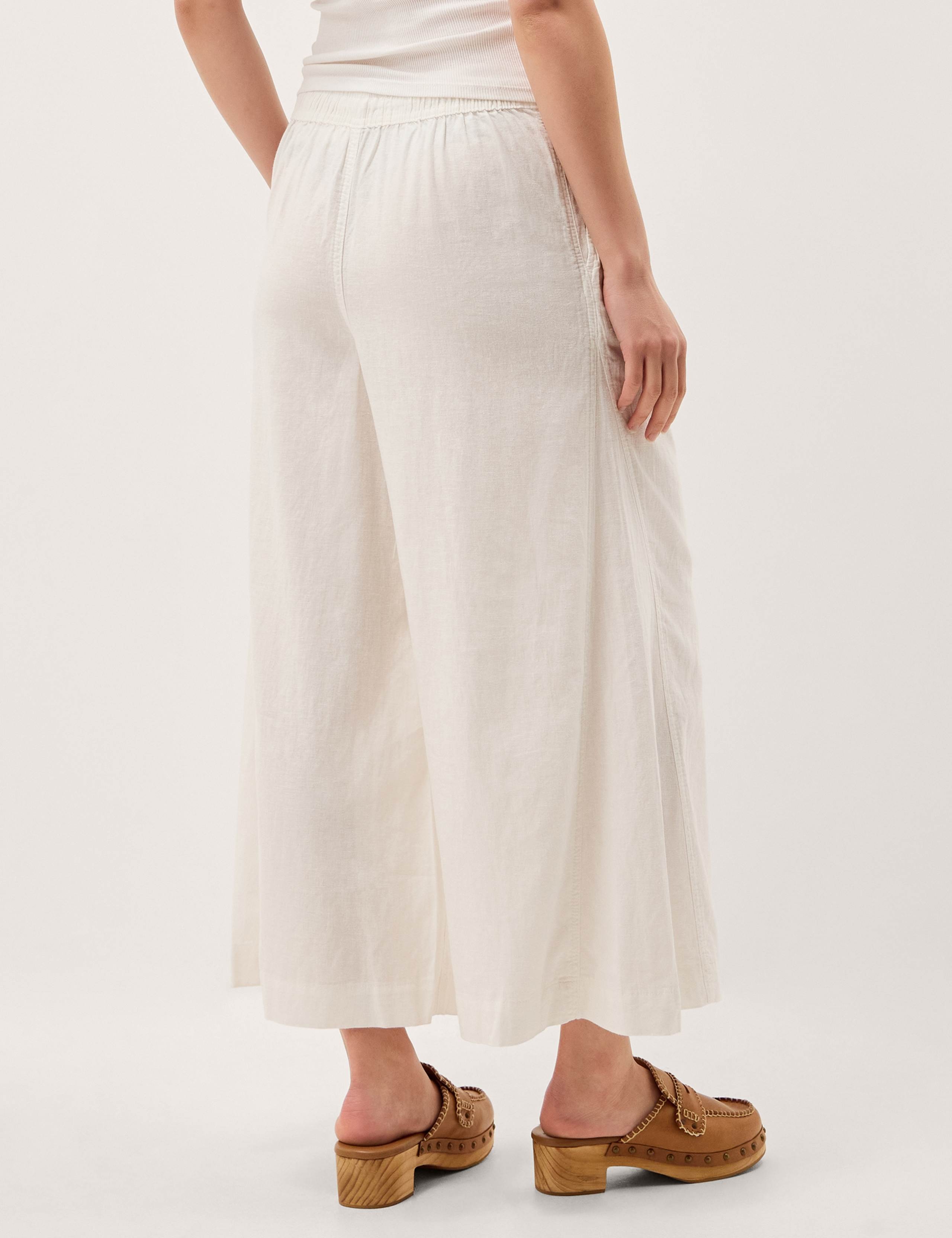 Linen Rich Wide Leg Cropped Trousers 3 of 5