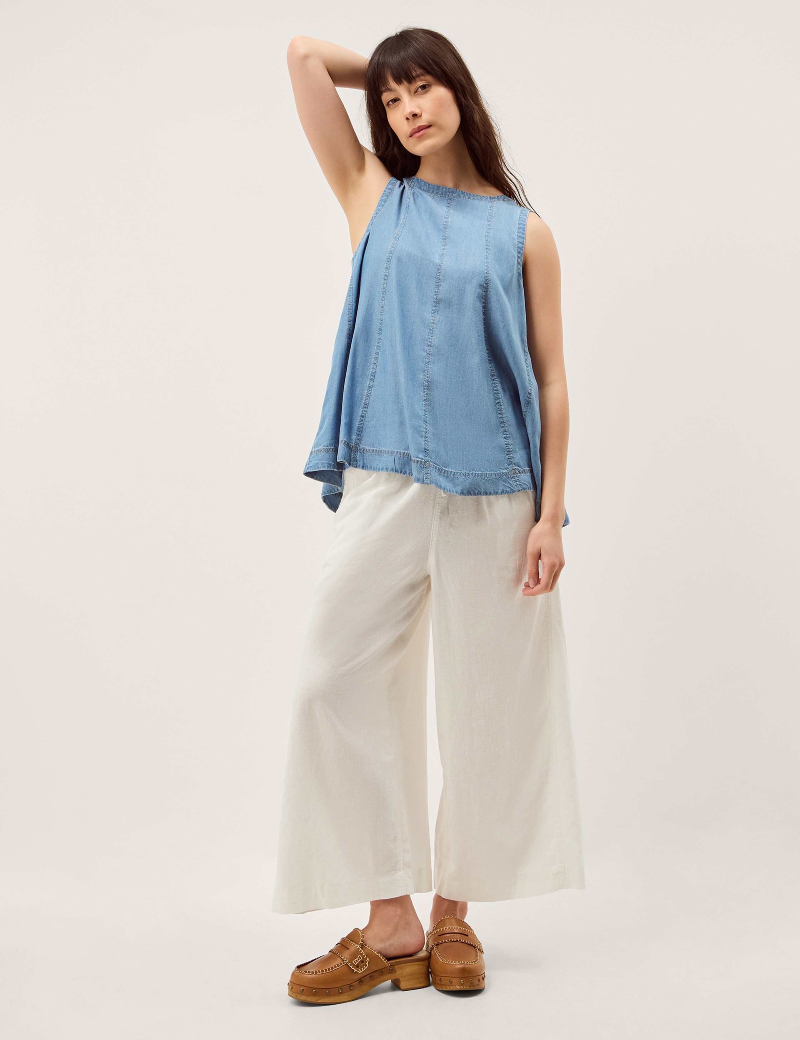 Linen Rich Wide Leg Cropped Trousers 4 of 5