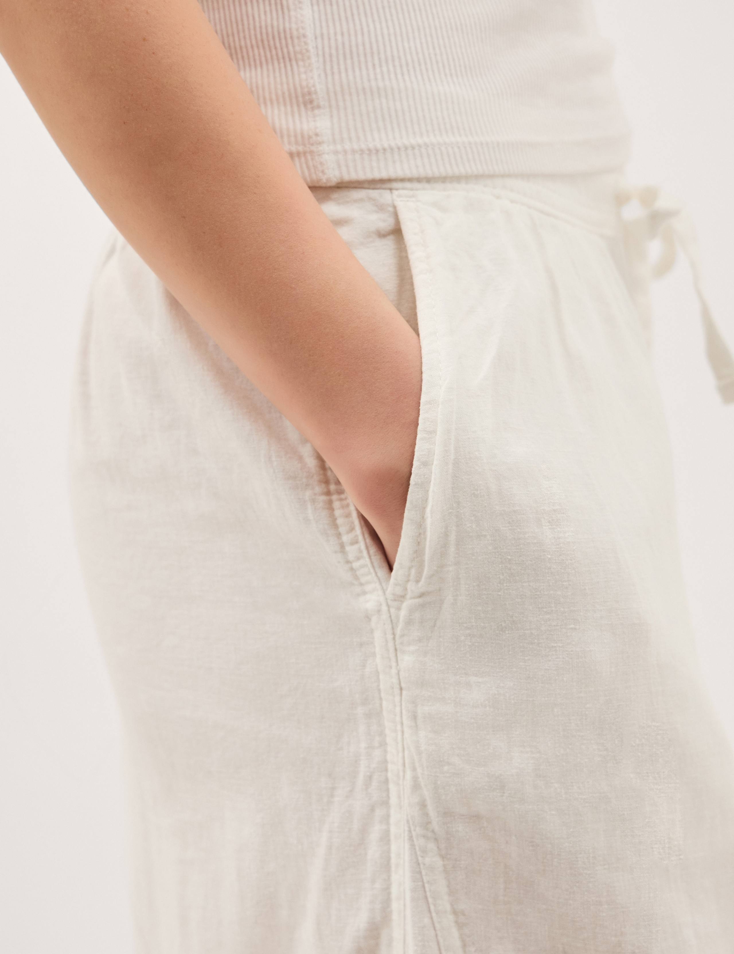 Linen Rich Wide Leg Cropped Trousers 5 of 5