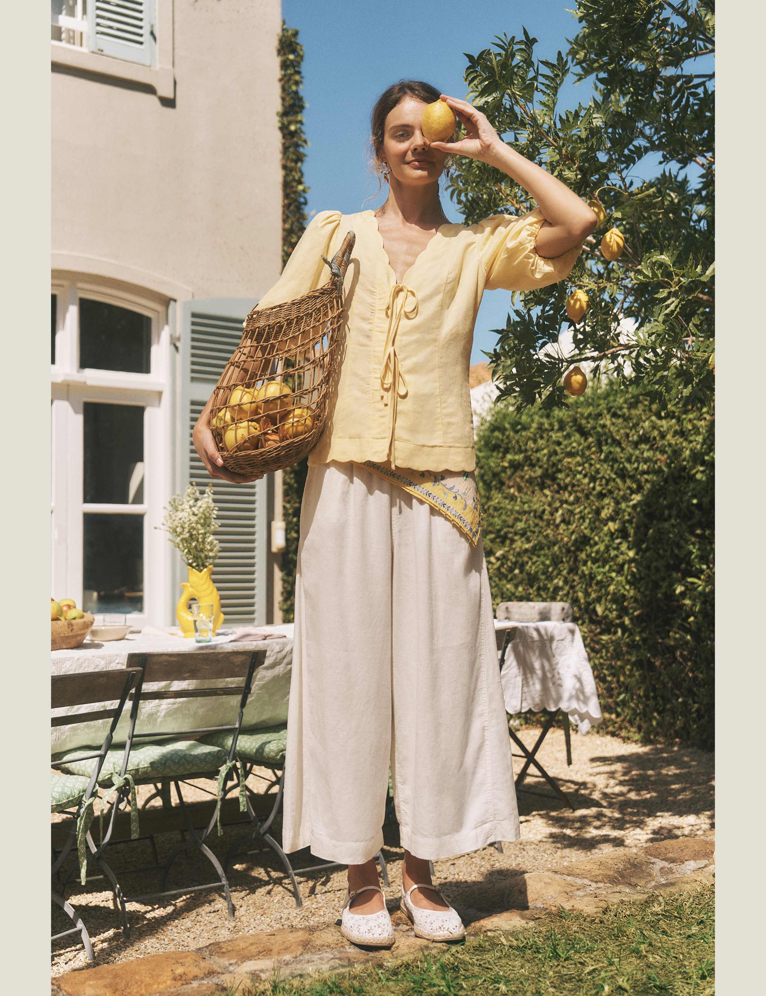 Linen Rich Wide Leg Cropped Trousers 6 of 6