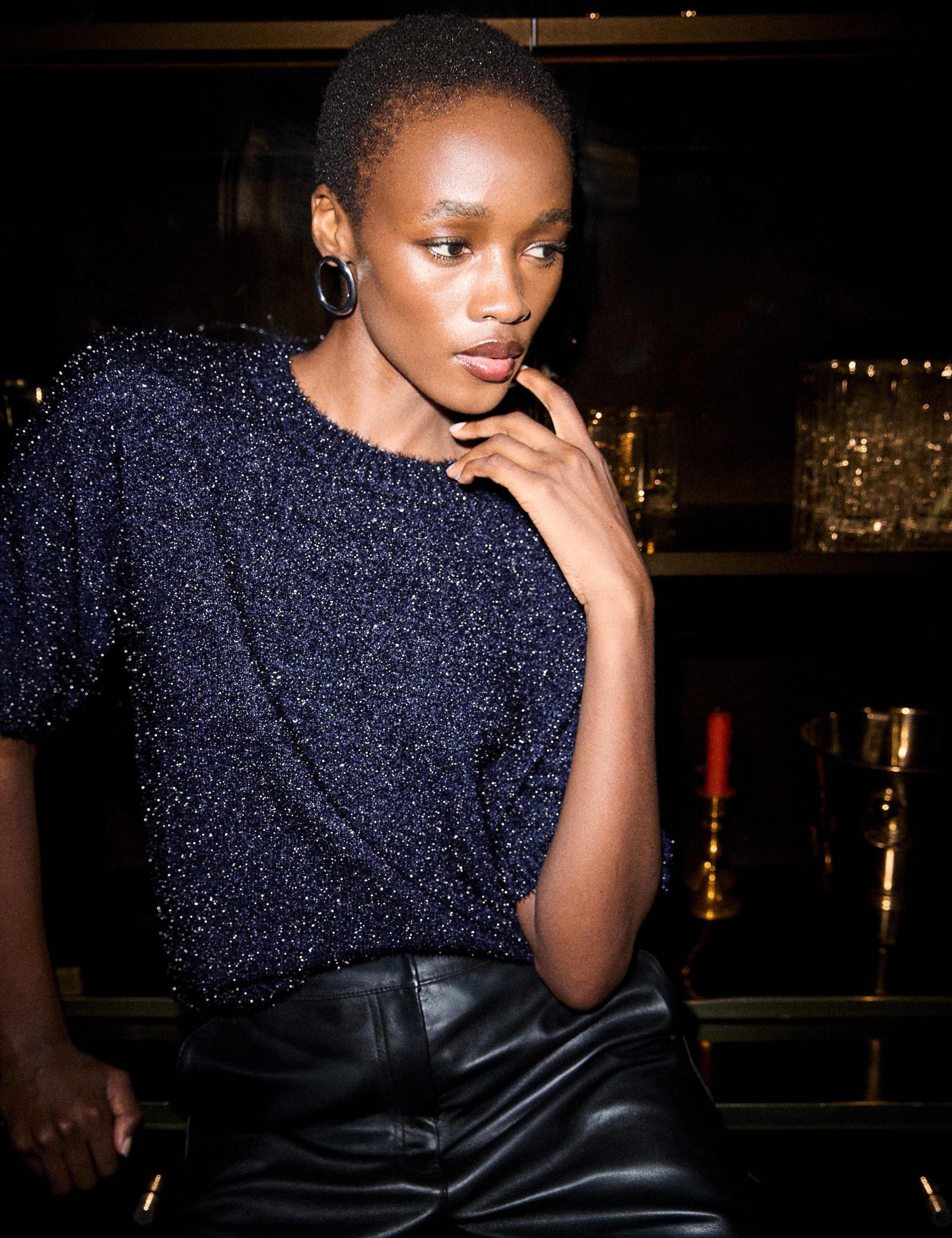 Sparkly Round Neck Top 1 of 5