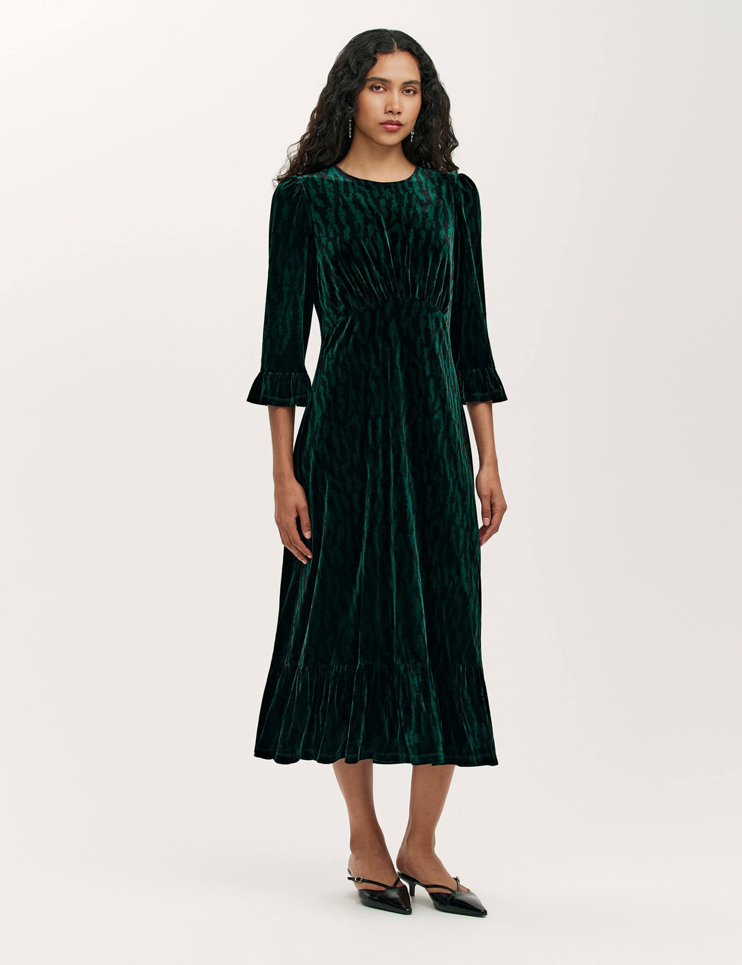 Velvet Animal Print Midi Tea Dress 1 of 4