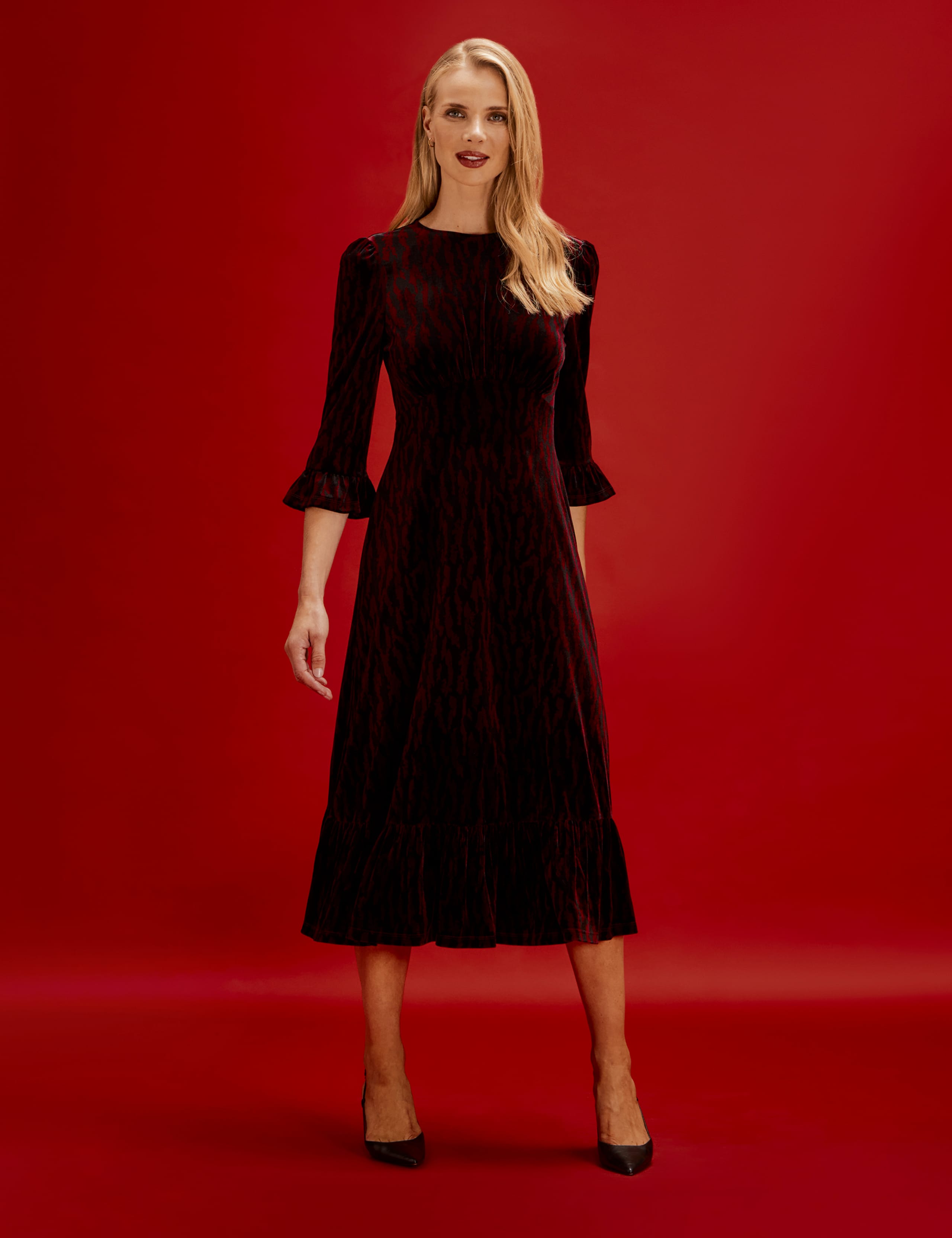 Velvet Animal Print Midi Tea Dress 1 of 10