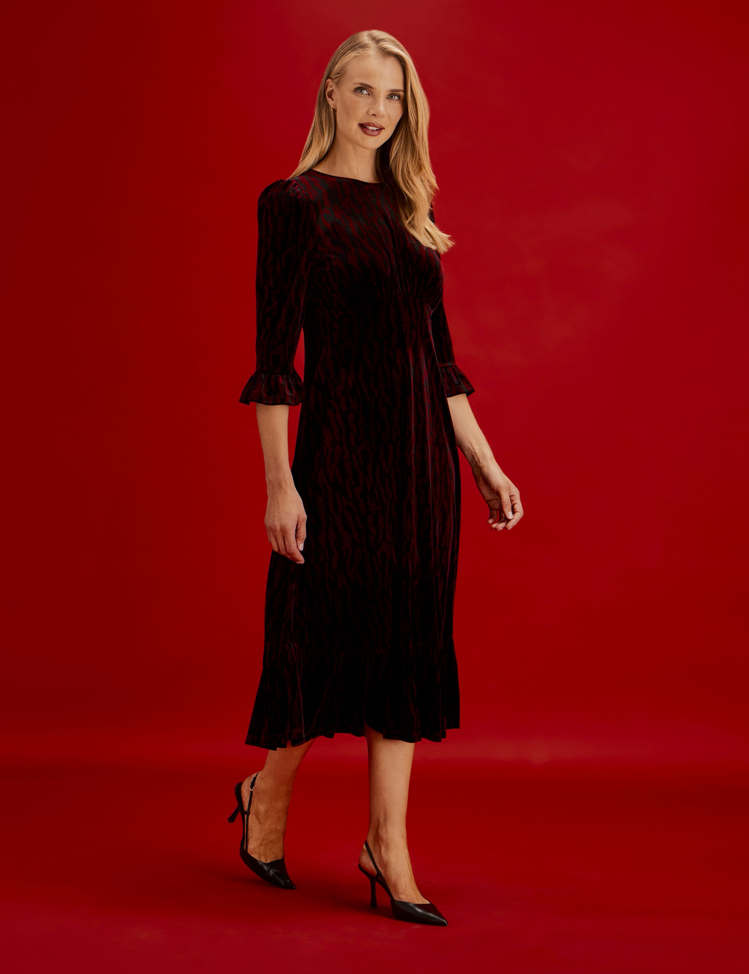 Velvet Animal Print Midi Tea Dress 3 of 10