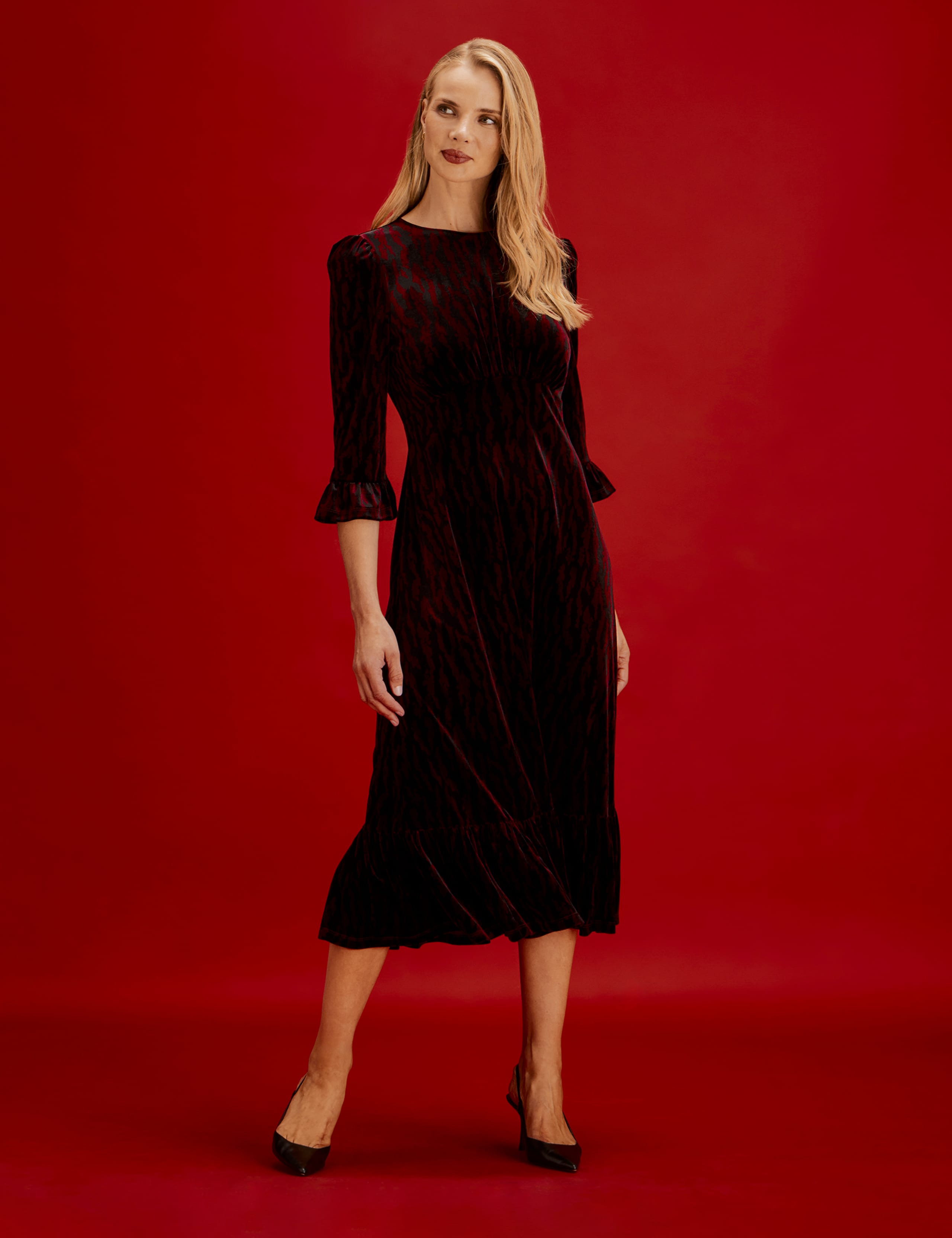 Velvet Animal Print Midi Tea Dress 4 of 10
